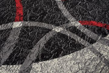 Designteppich Modern Teppich Geometrisch Grau Rot - Weich, Pflegeleich, Mazovia, 80 x 150 cm, Geeignet für Fußbodenheizung, Höhe 7 mm, Kurzflor