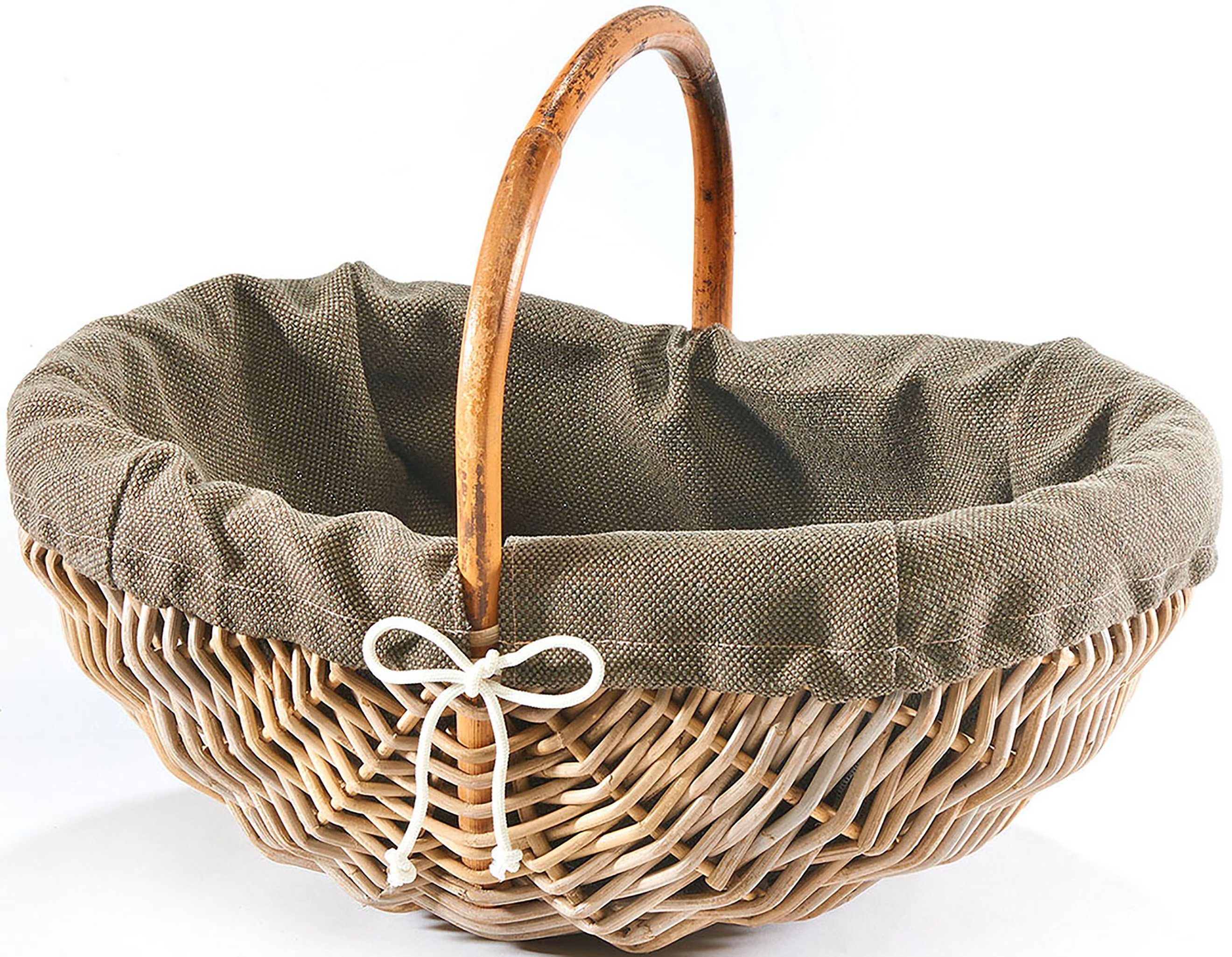 Kobolo Kaminholzkorb Holztrage Rattan grau abnehmb. Jutestoff dunkel