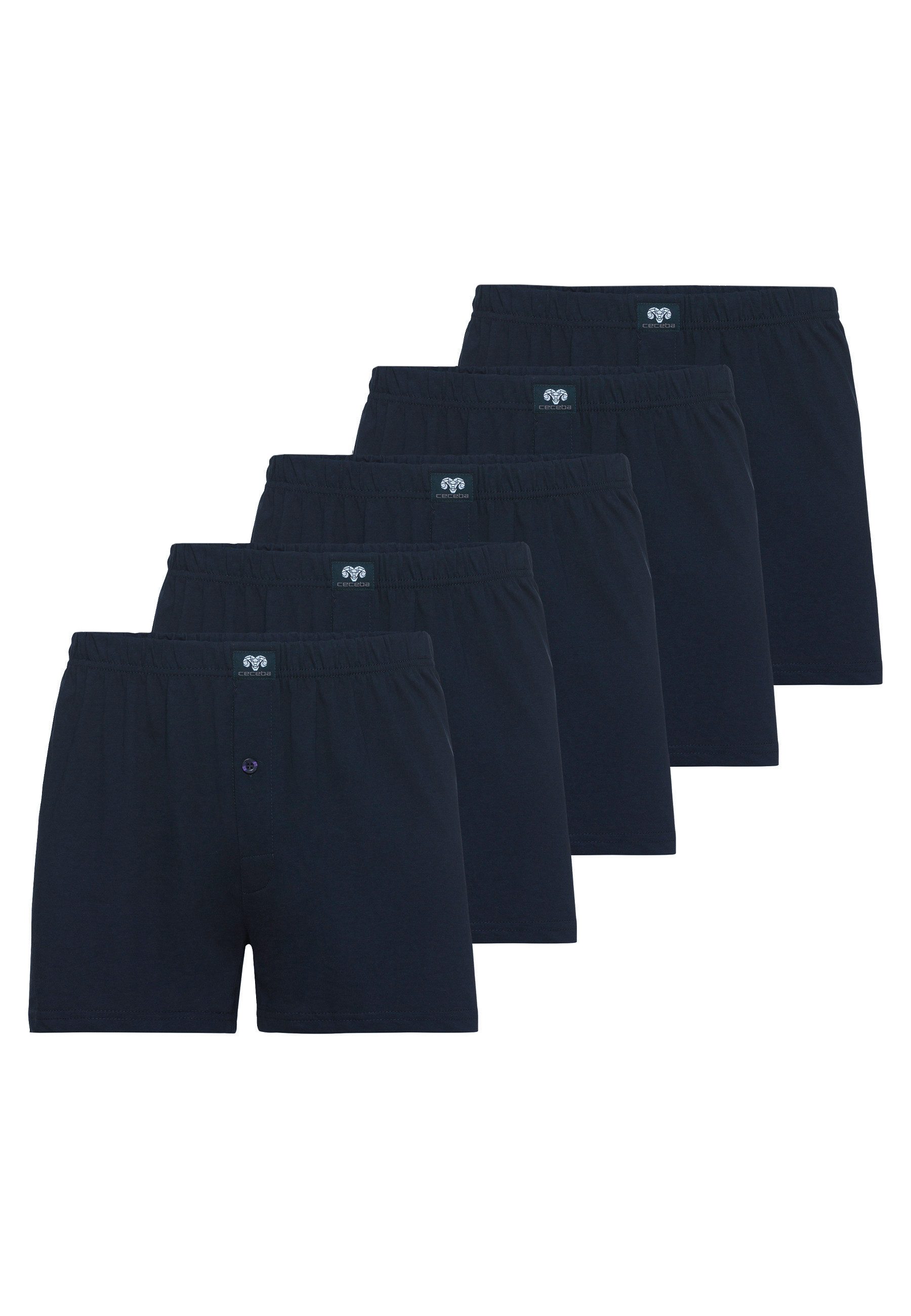 CECEBA Boxershorts CECEBA Herren Boxershort blau uni 5er Pack (5-St)