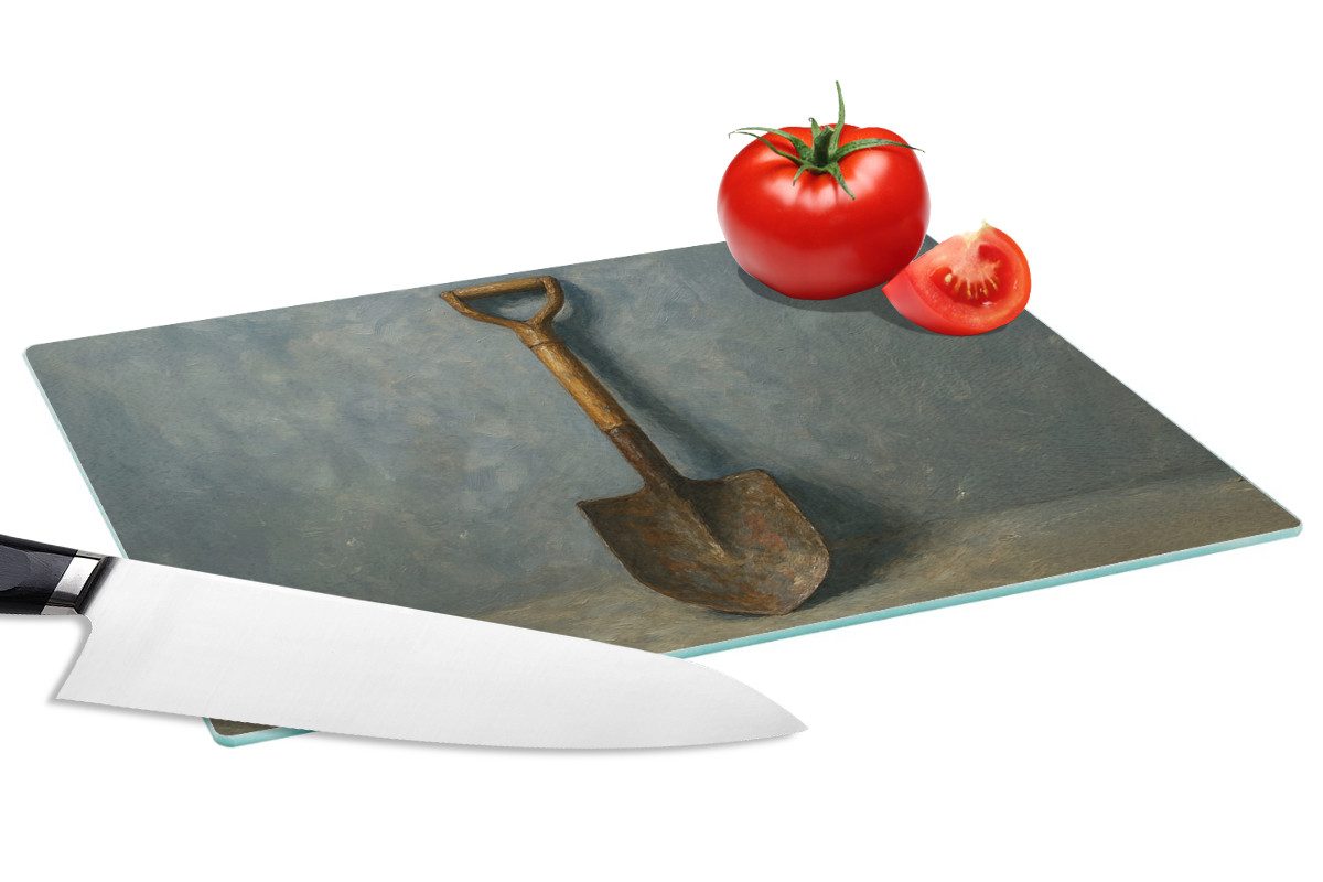 MuchoWow Schneidebrett Schaufel - Werkzeuge - Malerei, Glas, Schneidebrett Glas, Küchenbrett, Rutschfest, 28x20 cm