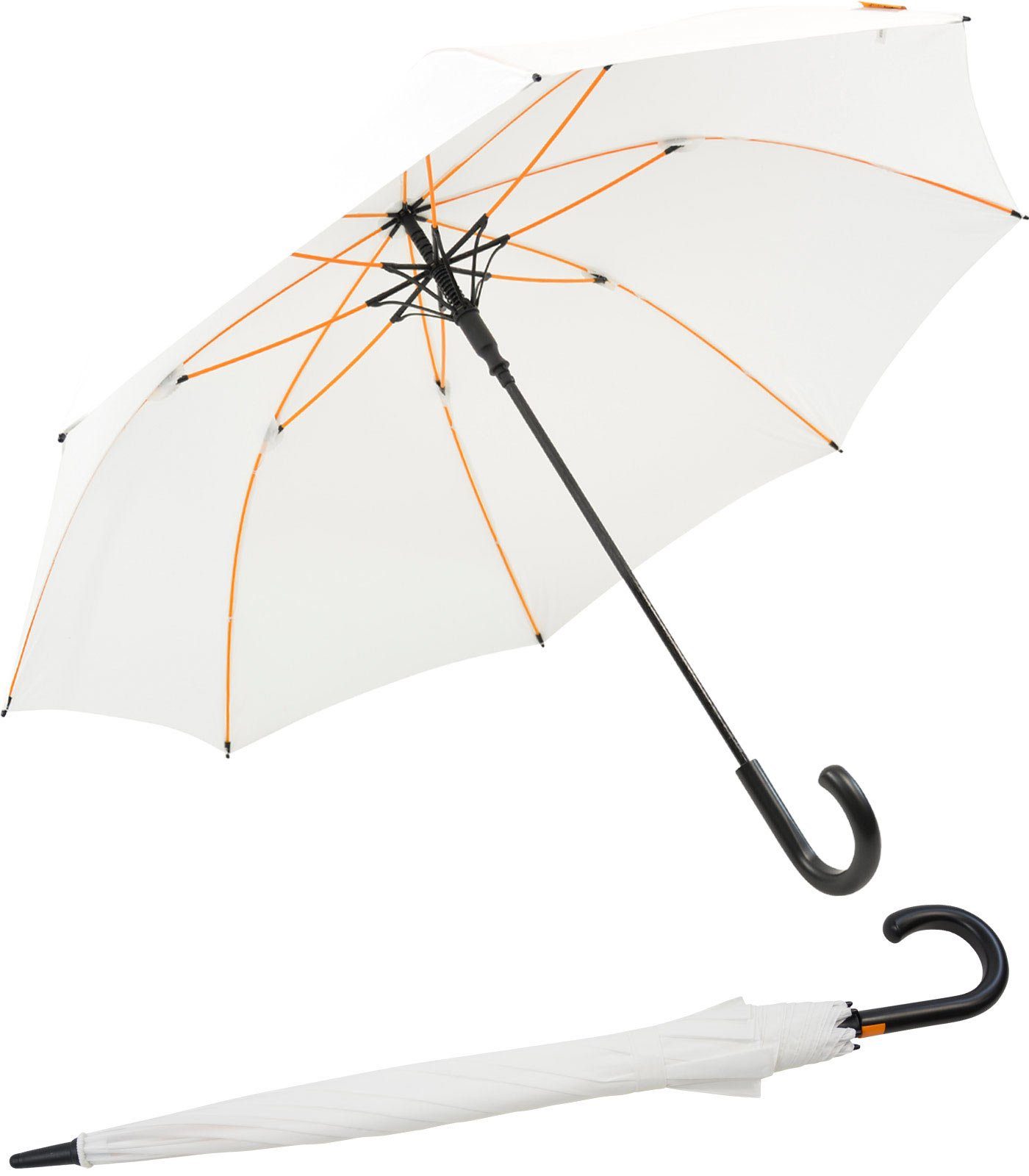 Impliva Langregenschirm Falcone® luxuriöser XXL Automatikschirm Rundgriff, mit farbigen Streben, groß, leicht, für zwei Personen geeignet