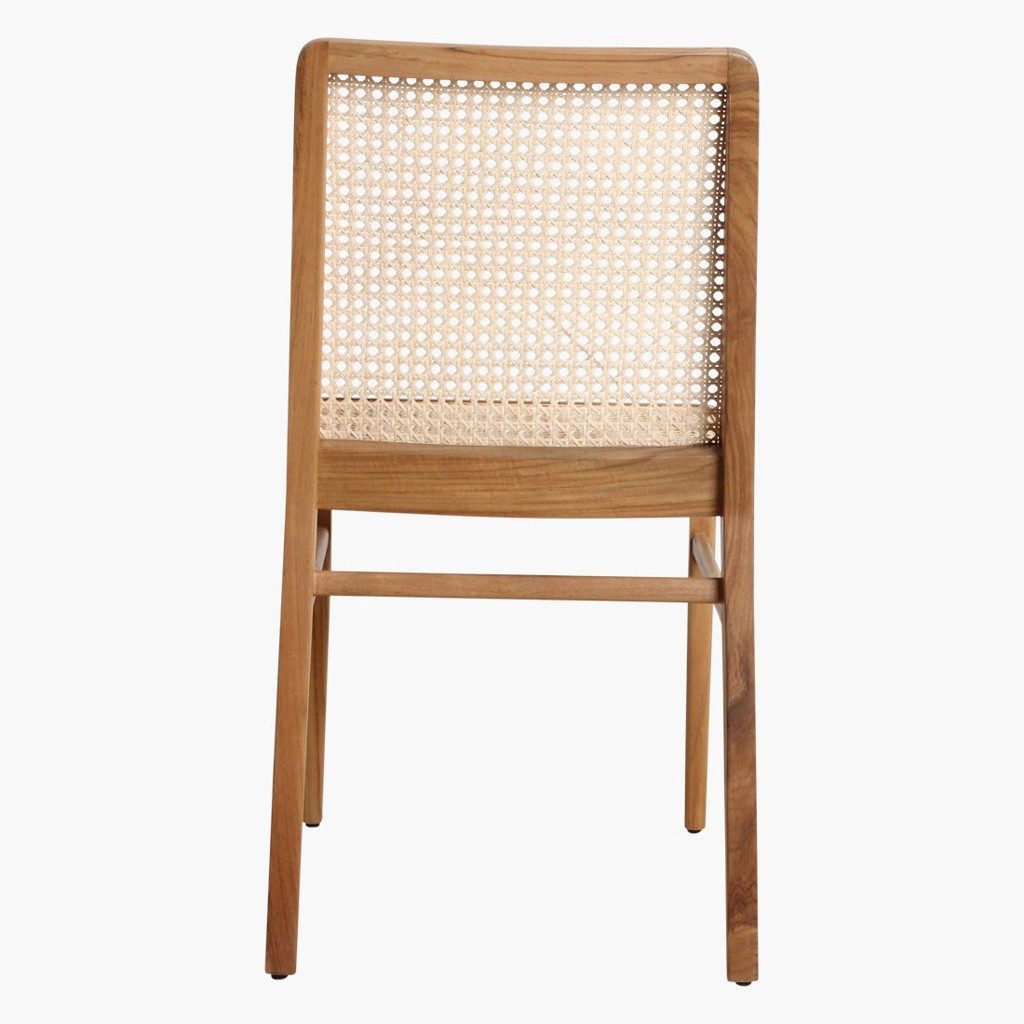 Vintagehaus Esszimmerstuhl Esszimmerstuhl Teakholz Rattan Wiener Geflecht Novita