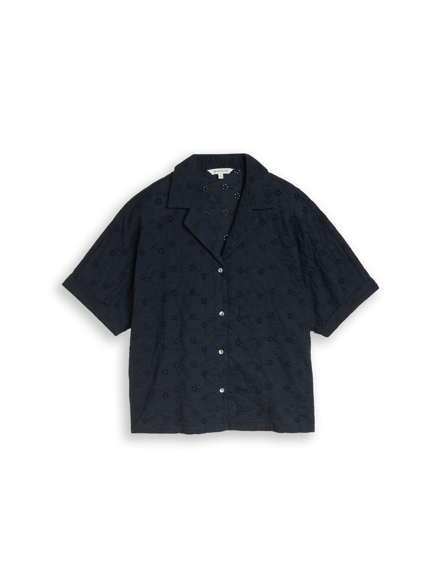 TOM TAILOR Schlupfbluse blouse schiffli resort shirt, sky captain blue