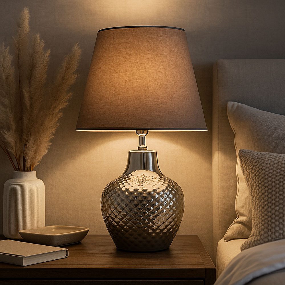 NOWA Tischleuchte, Leuchtmittel nicht inklusive, Tischlampe Wohnzimmer Nachttischlampe Tischlampe Keramik