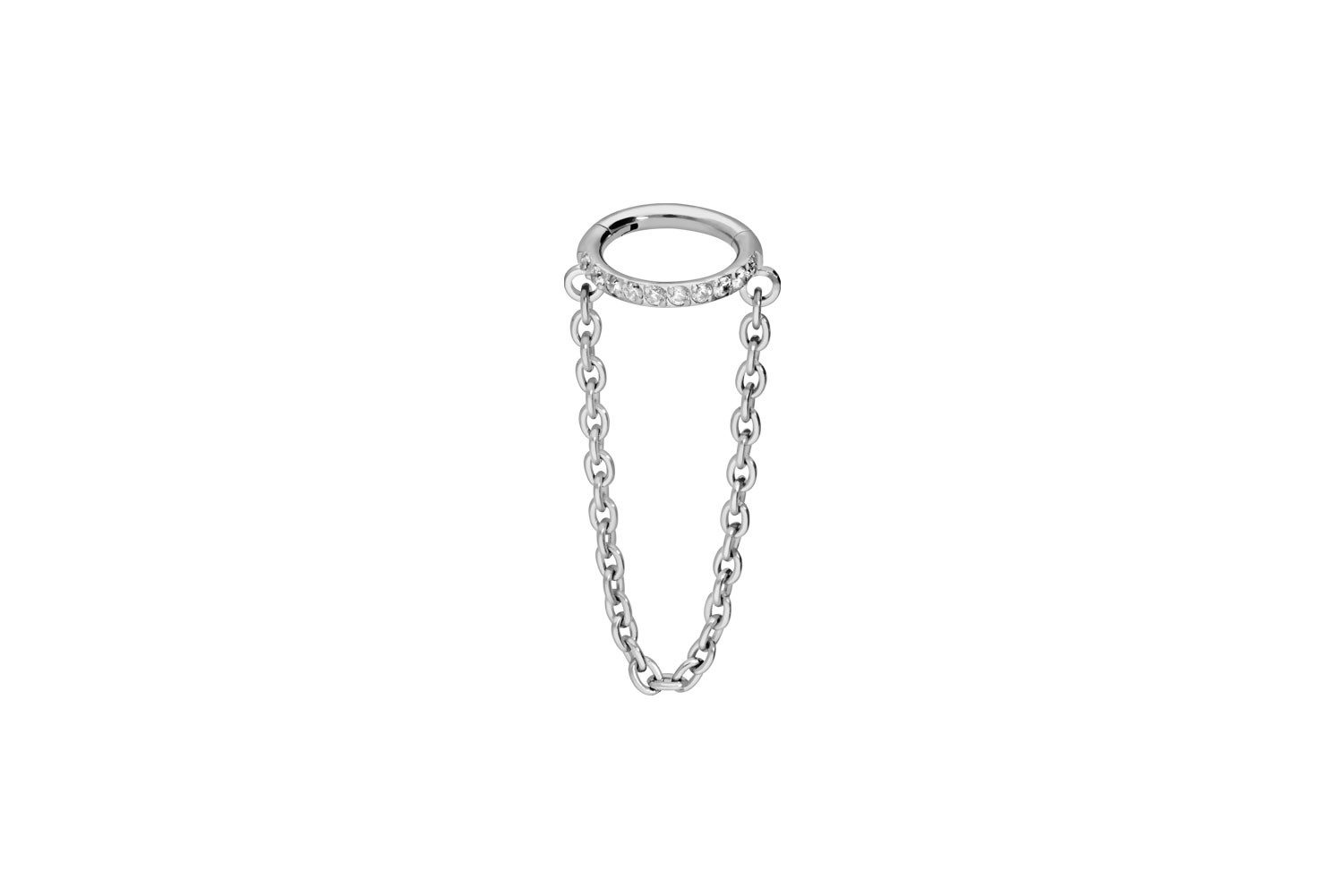 PIERCINGLINE Nasenpiercing Titan Segmentring Clicker EINGEFASSTE KRISTALLE + KETTE Ohrpiercing (Clicker, 1-tlg), Ohrpiercing für Conch, Helix, Tragus, Daith, Lobe