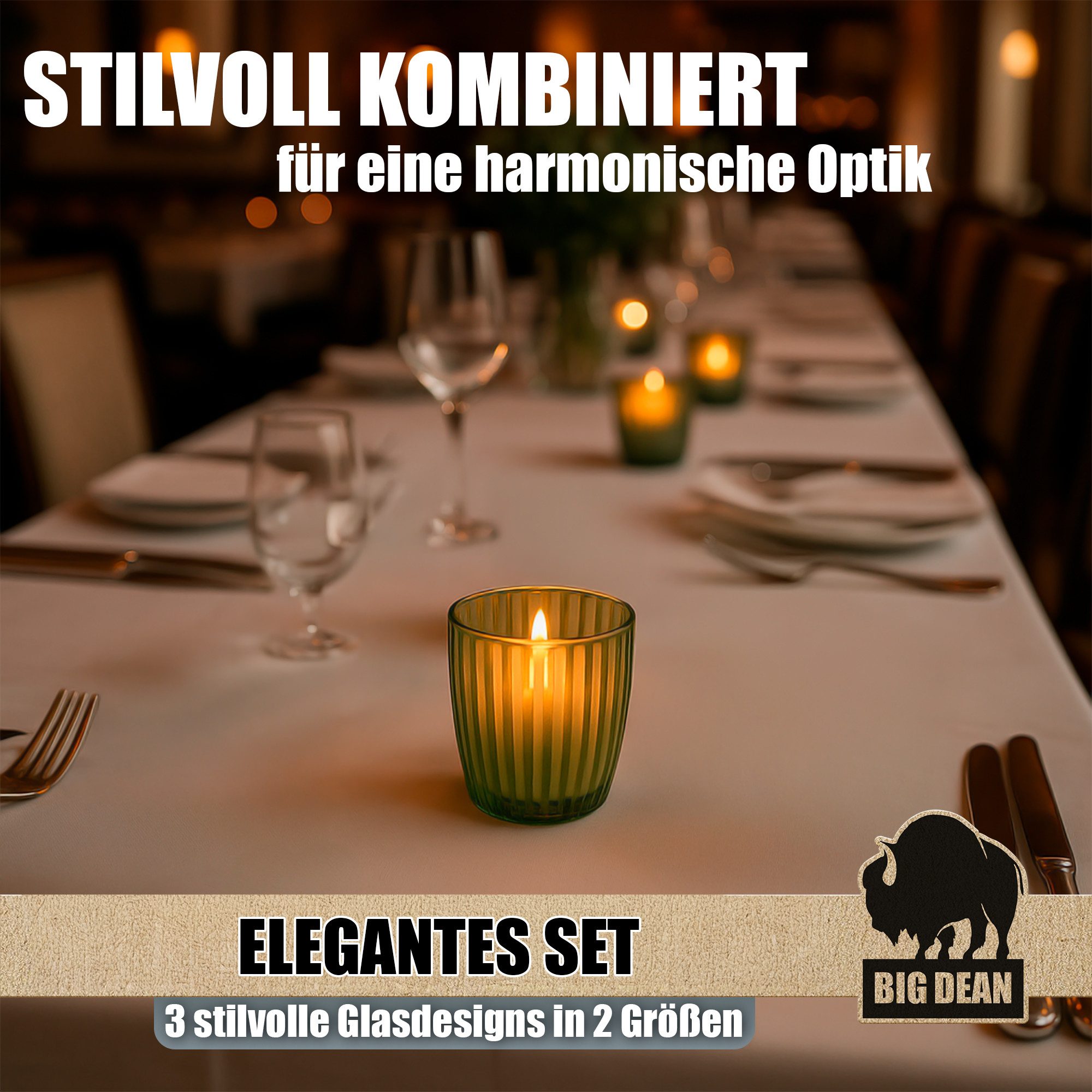 BigDean Teelichthalter Windlicht Glas grün Teelichthalter 6er Set Teelichthalter (Set, 6 St., Teelichthalter), Teelicht aus Glas mit dem gewissen Flair – Bild 2 von 5