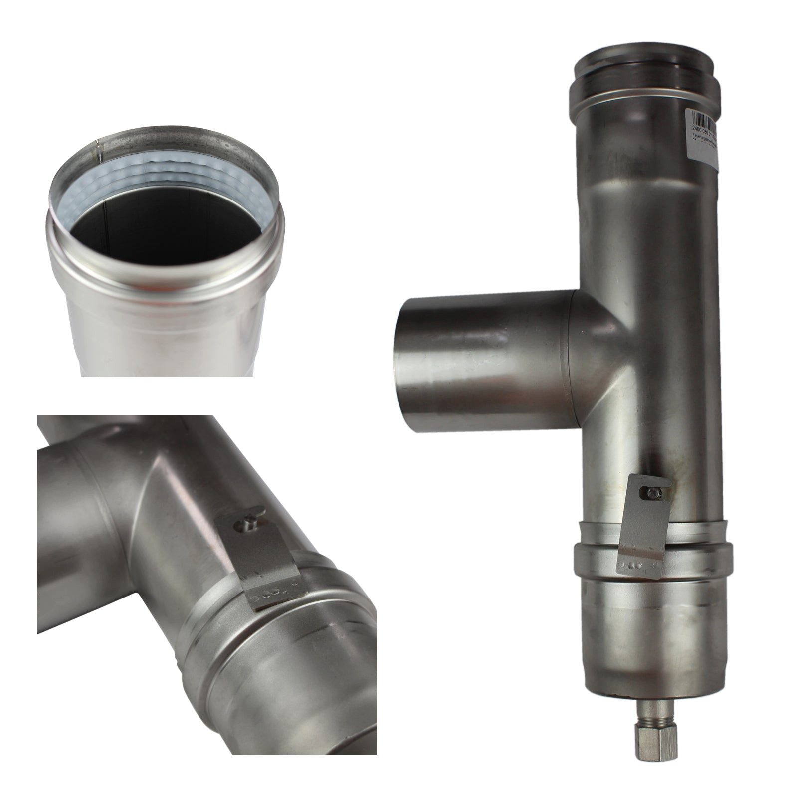 ganz24 Schrauben- und Dübel-Set Feuerungsanschluss Ø80mm, 90° druckdicht + Verschlussschraube 1/2"