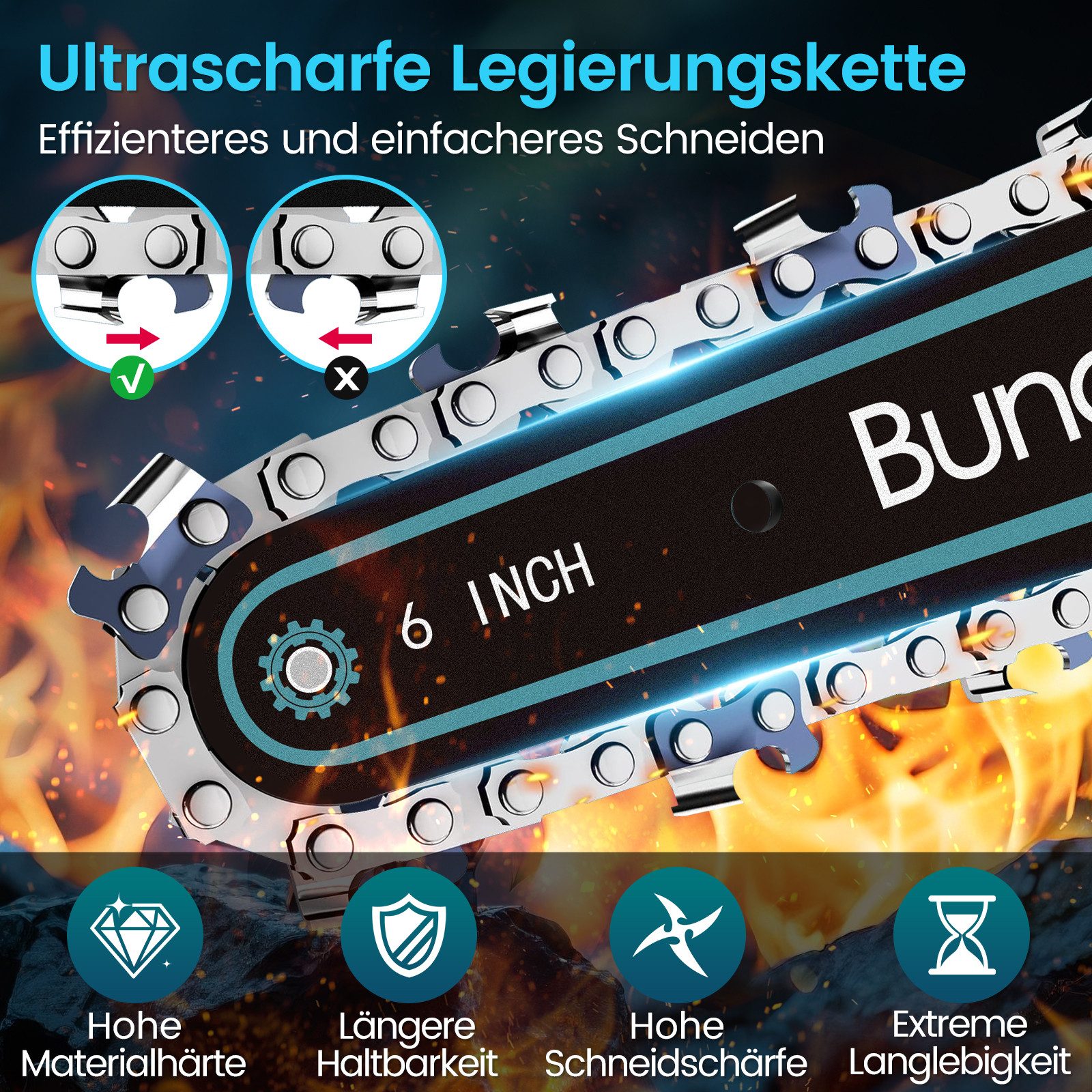 Bundviel Akku-Kettensäge Akku Kettensäge 6+8 Zoll Mini Kettensägen Bürstenl günstig online kaufen