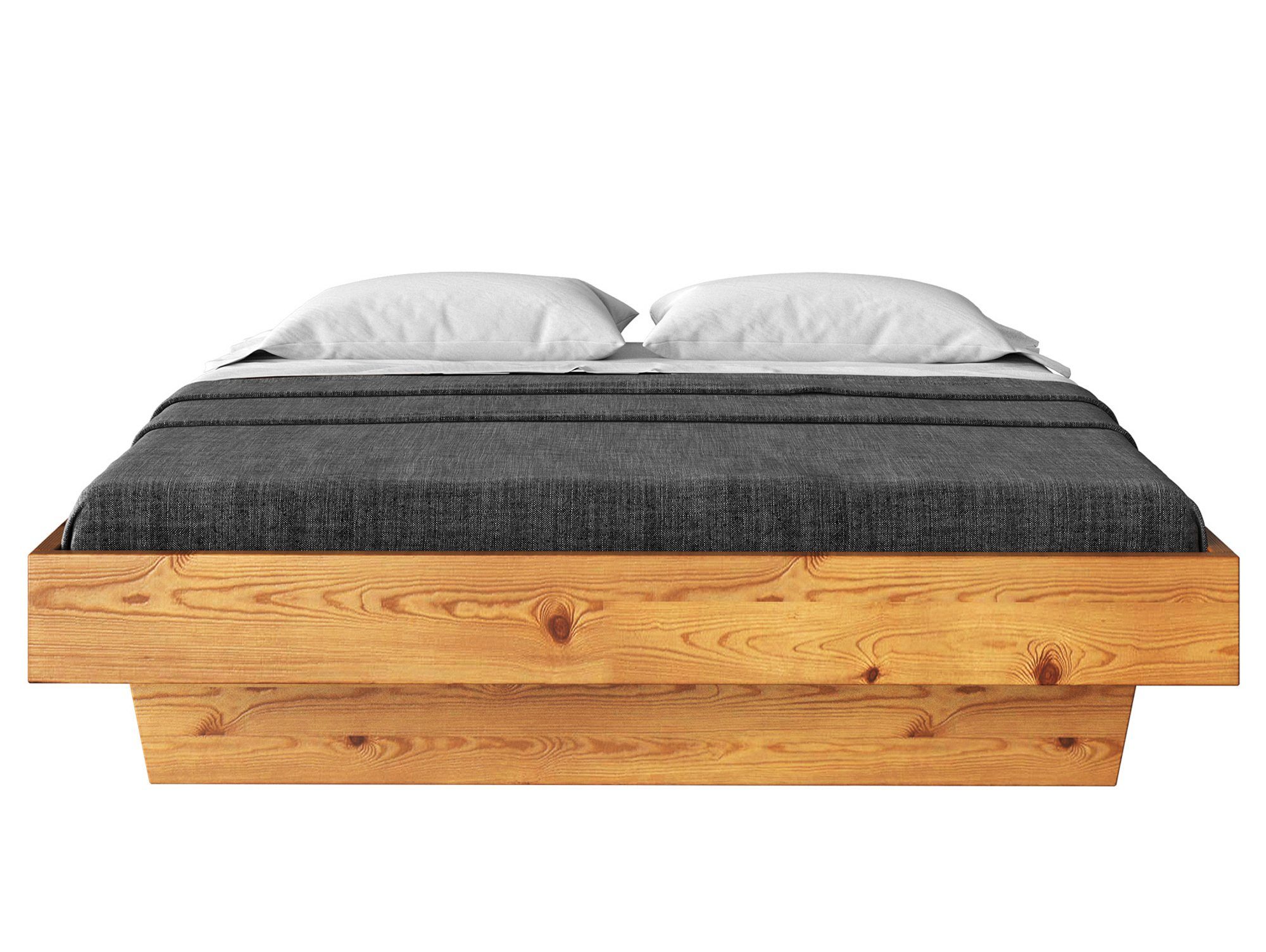 Moebel-Eins Massivholzbett, CURBY Wangenbett ohne Kopfteil, Material Massivholz