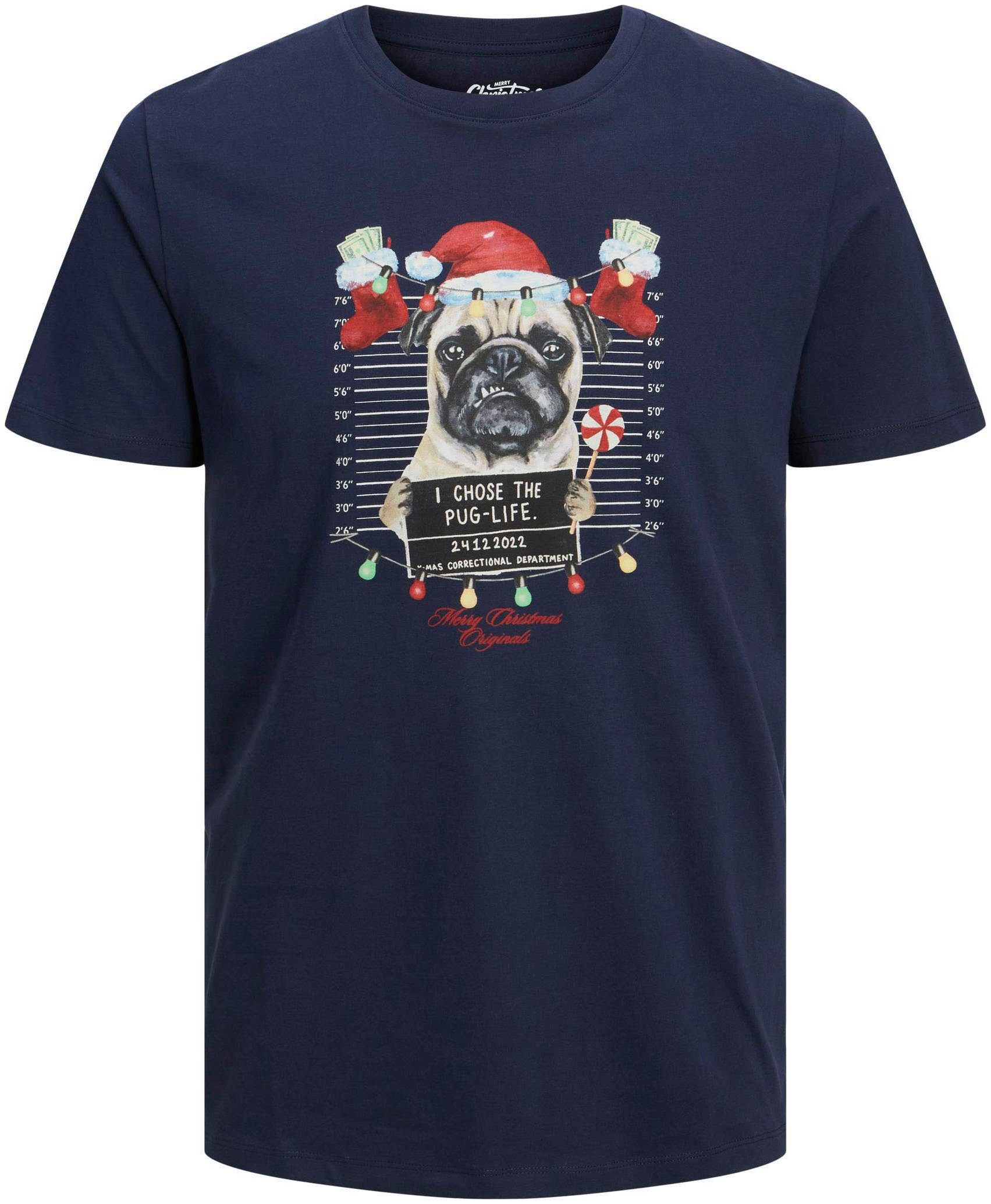 Jack & Jones T-Shirt JJ CHRISTMAS MUGSHOT TEE mit weihnachtlichem Druck