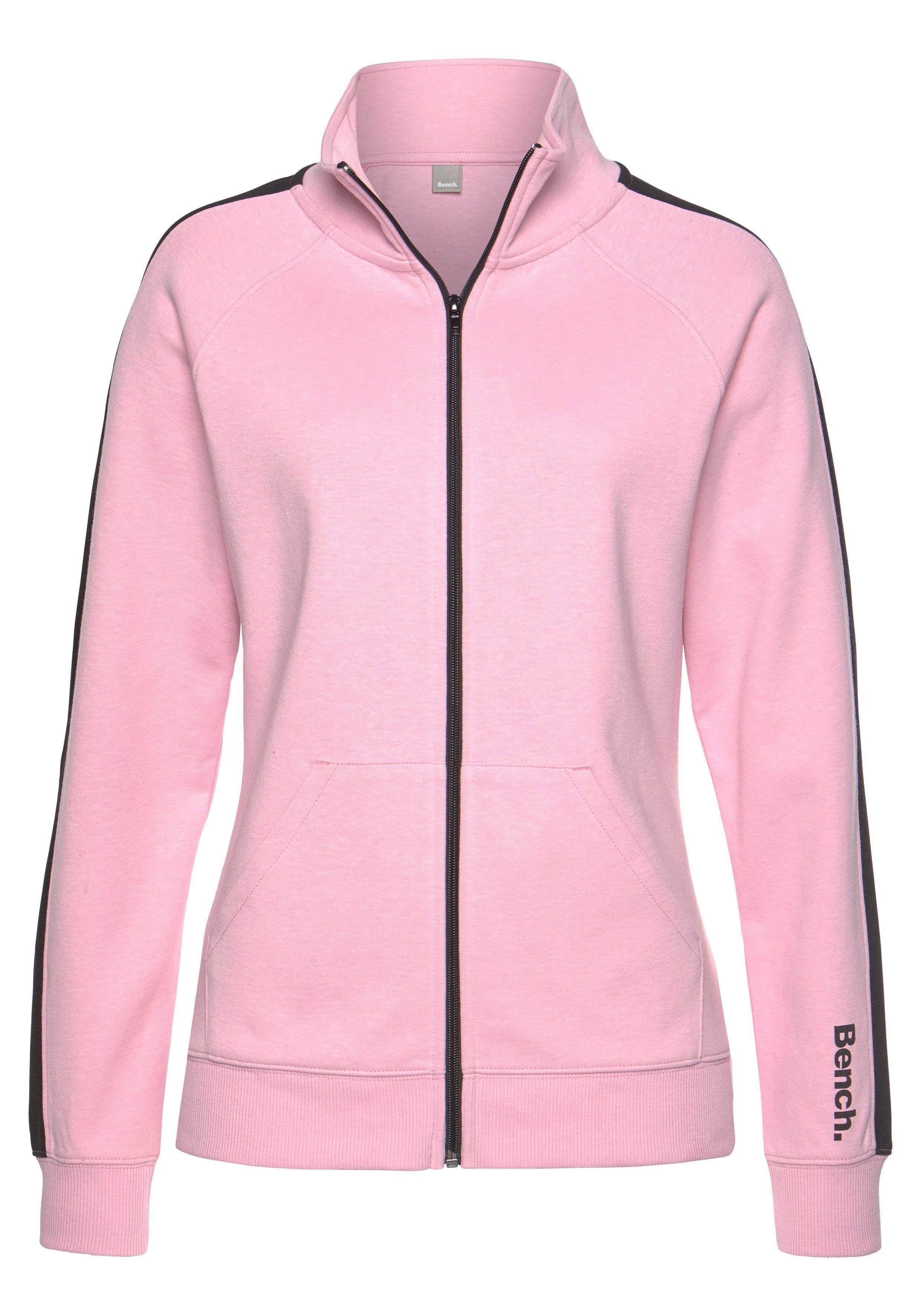 Bench. Loungewear Sweatjacke mit Seitenstreifen und Stehkragen, Loungewear
