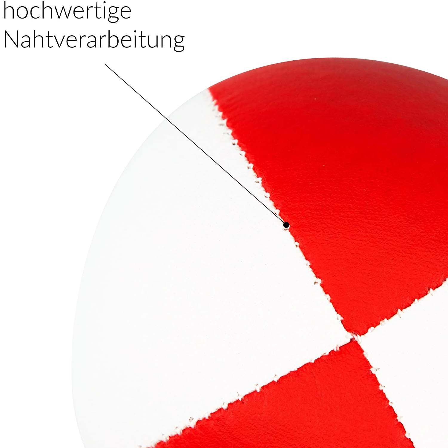 Diabolo Freizeitsport Jonglierball 3er & 5er Set, Jonglierbälle vierfarbig und zweifarbig (Balljonglage Set Zweifarbig - Weiche Lernbälle für Einsteiger, 3-St., Koordinationsbälle 3 Stück - Softbälle zum Jonglieren Lernen), 3er Juggling Balls 67 mm, 115g - Anfänger Training mit Vogelhirse