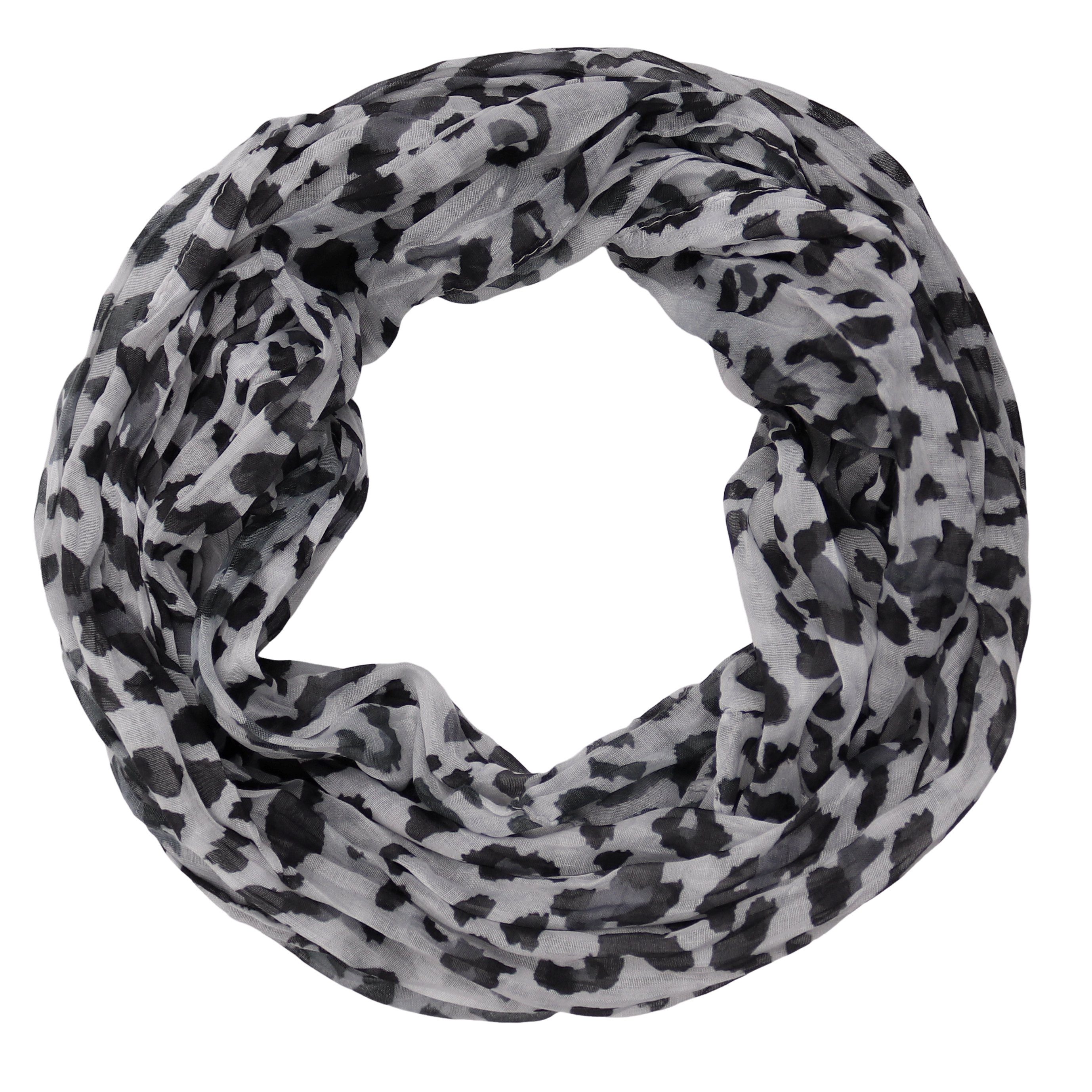 MIRROSI Loop Damen Schal mit Leopard-Muster Weich Schlauchschal, (zweimal um den Hals wickelbar, ca.45x75cm), Damen Halstuch ideal für Frühling, Sommer oder Herbst