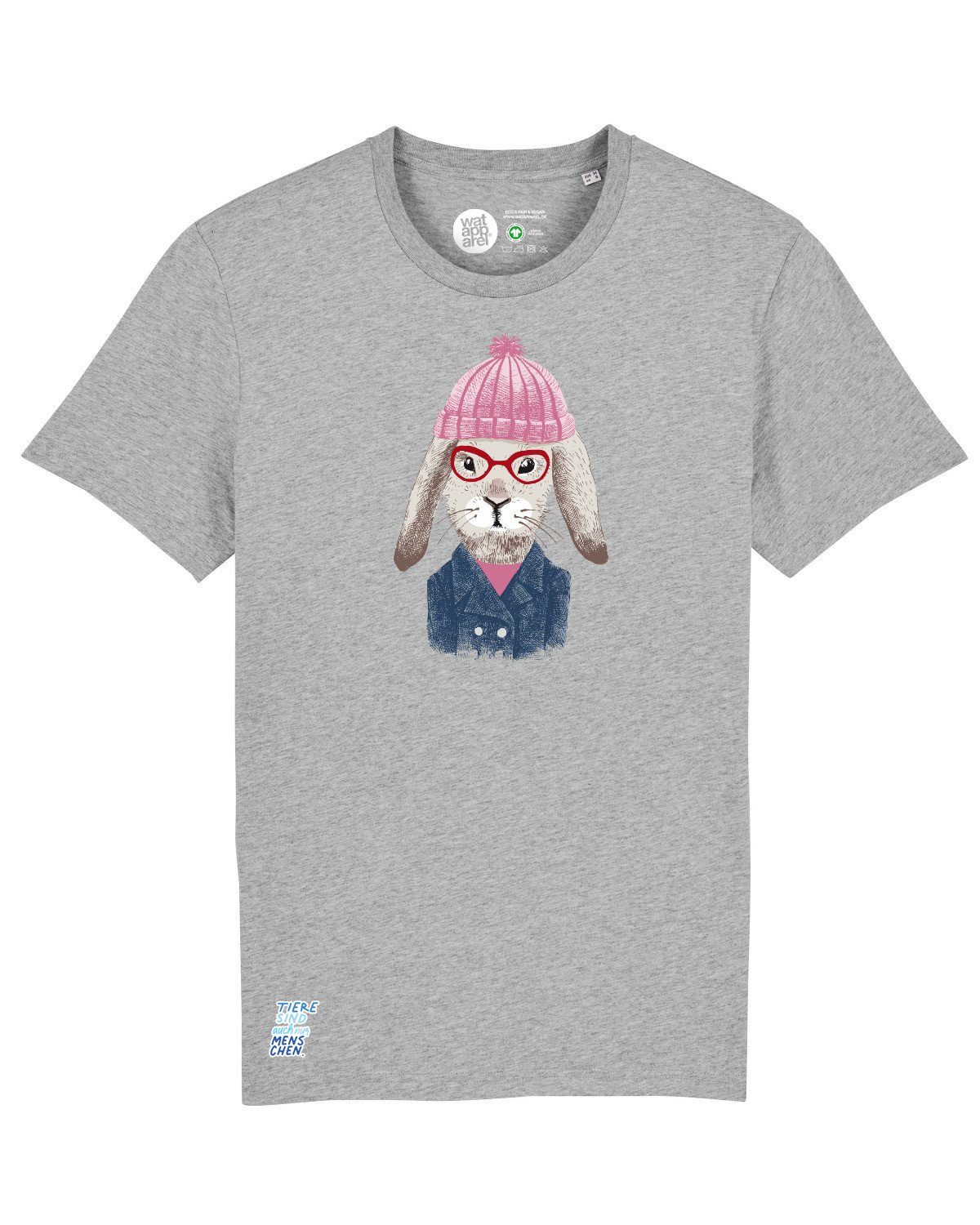 wat? Apparel Print-Shirt Hase (1-tlg) grau meliert