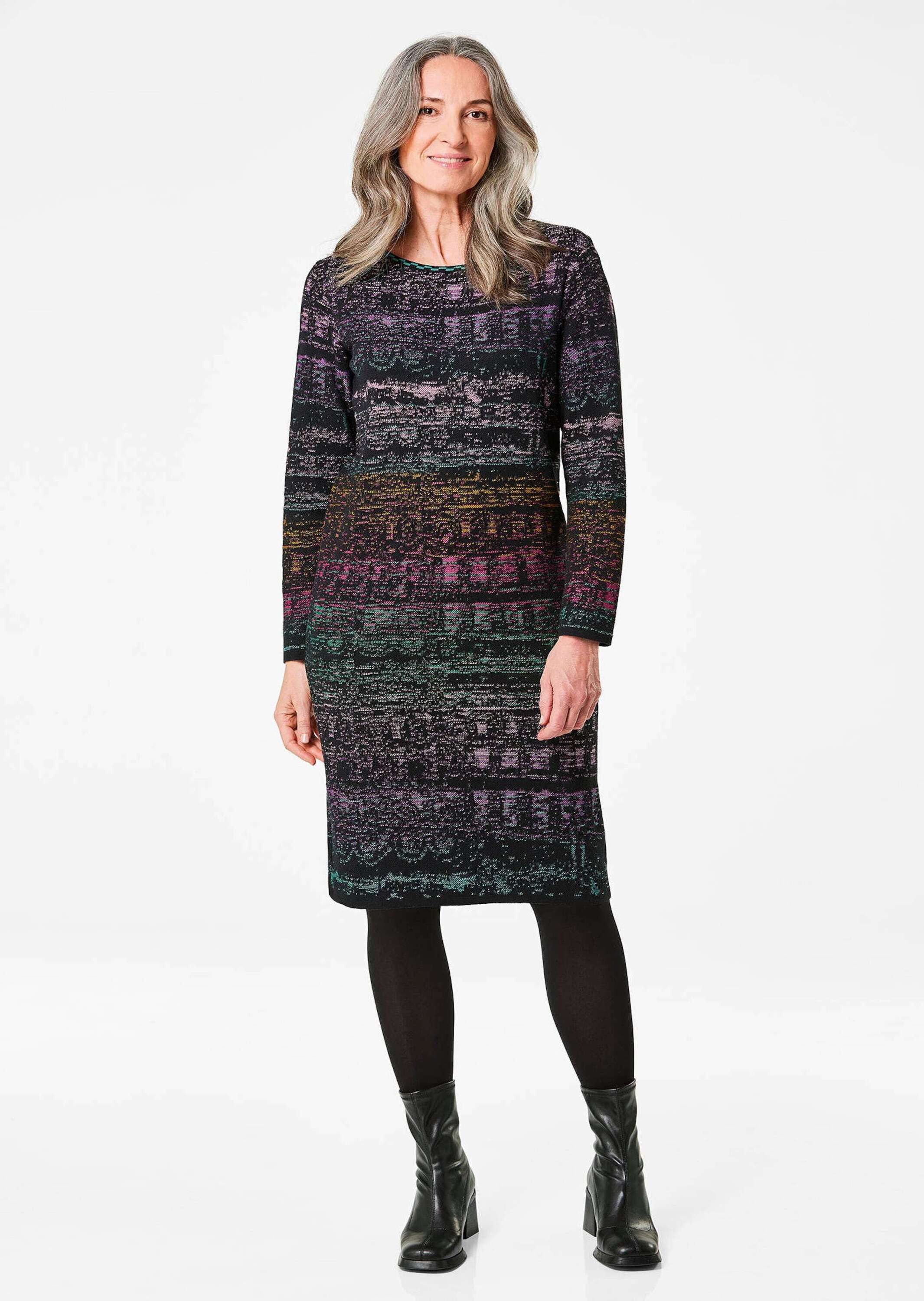 GOLDNER Strickpullover Baumwoll-Strickkleid, Rundhals Knieumspielendes Midi günstig online kaufen
