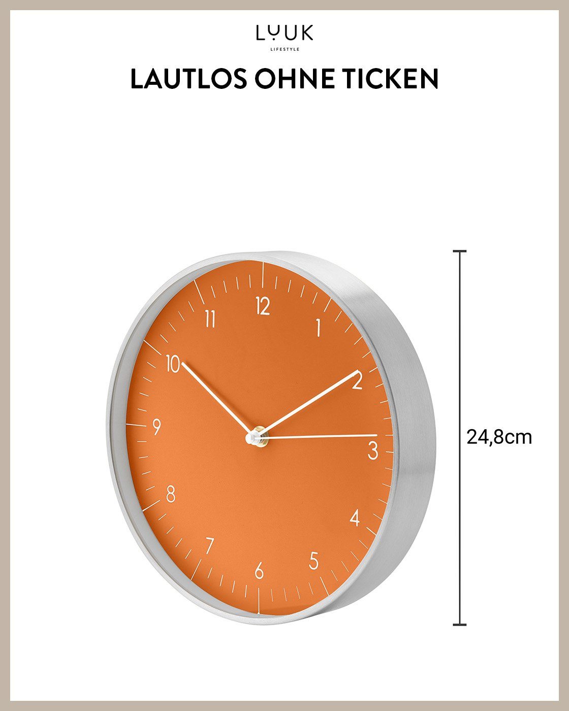 LUUK LIFESTYLE Wanduhr Helsinki (lautlos, ohne Ticken, großes Ziffernblatt, verschied. Größen)