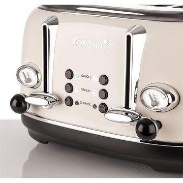 KORONA Toaster Retro Toaster 4 Scheiben, Vintage Design, Analoge Anzeigen, 2 separate Röstbereiche