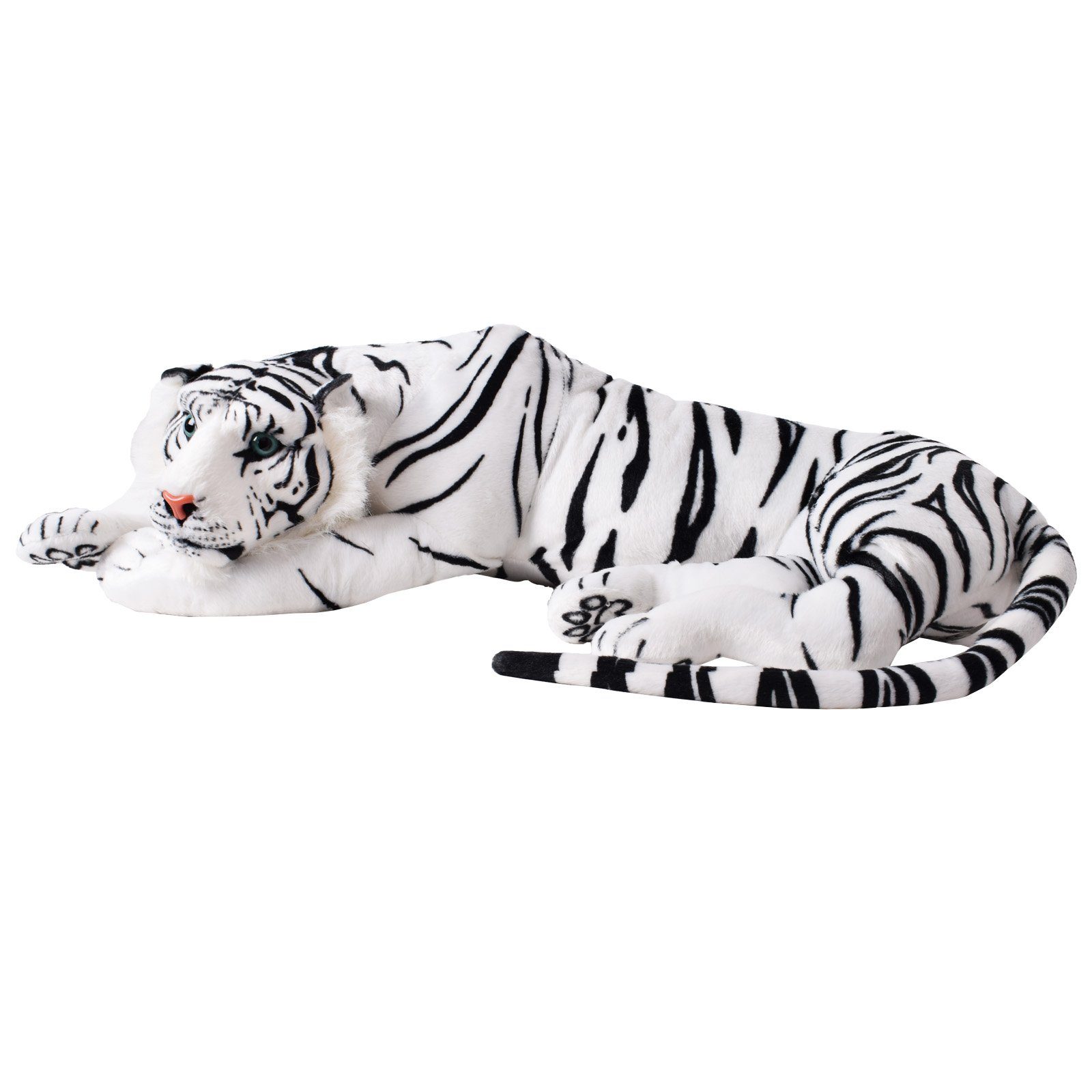 TE-Trend Kuscheltier Weißer Tiger 70 cm XXL Plüschtier Stofftier (liegend), Wohnliches und Dekoratives Plüschtier
