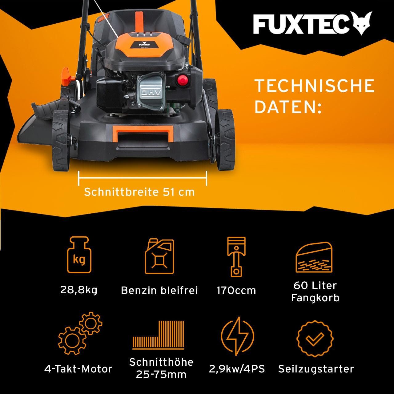 FUXTEC Benzinrasenmäher FX-RM5170PRO, 51 cm Schnittbreite, günstig online kaufen