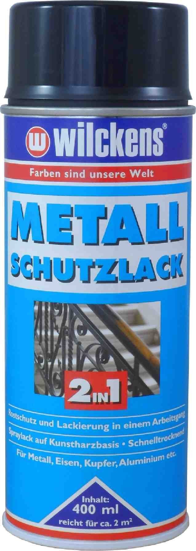 Wilckens Farben 2in1 400ml Sprühfarbe, Spray Metall-Schutzlack schwarz