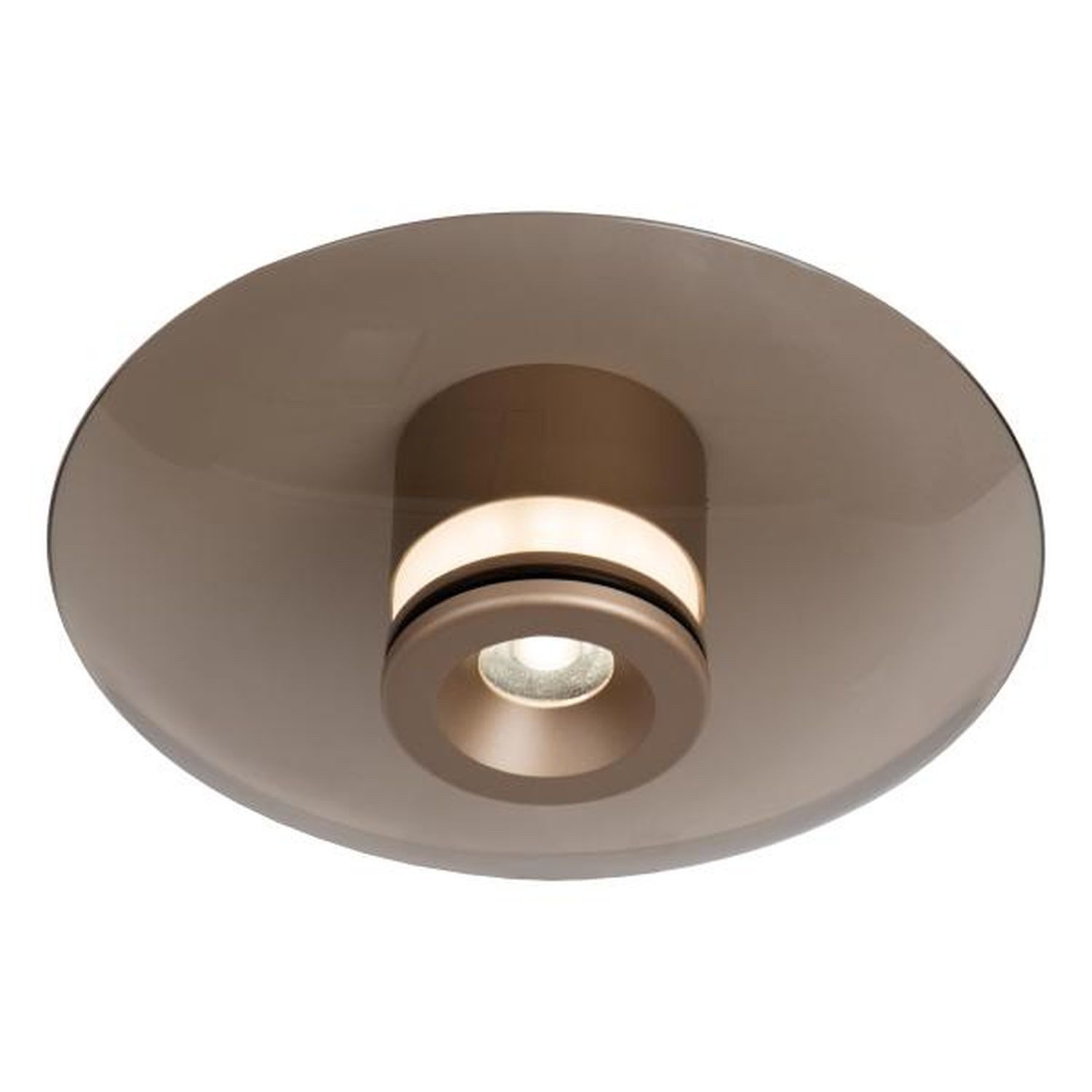 Licht-Erlebnisse Deckenleuchte ARISO, LED fest integriert, Warmweiß, LED Rauchglas Metall Ø 23 cm rund Champagner Bernstein 550 lm Modern