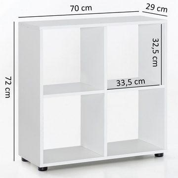 furnicato Bücherregal Design ZARA mit 4 Fächern Weiß