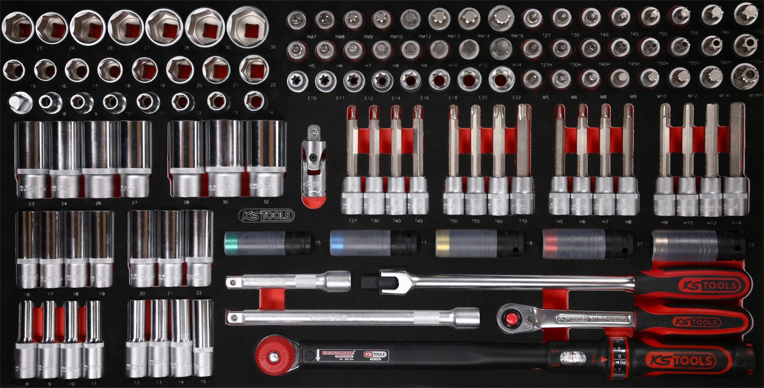 KS Tools Bit- und Steckschlüsselset 1/2'' Steckschlüssel-Satz in Schaumstoffeinlage, 120-tlg (813.0120)