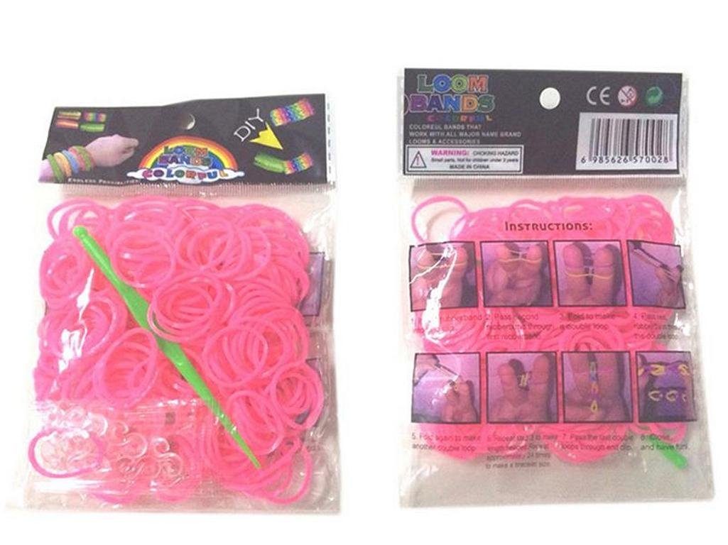 Livepac Office Gummibänder 200 Loom Gummibänder + 12 Verbindungsstücke / Farbe: pink