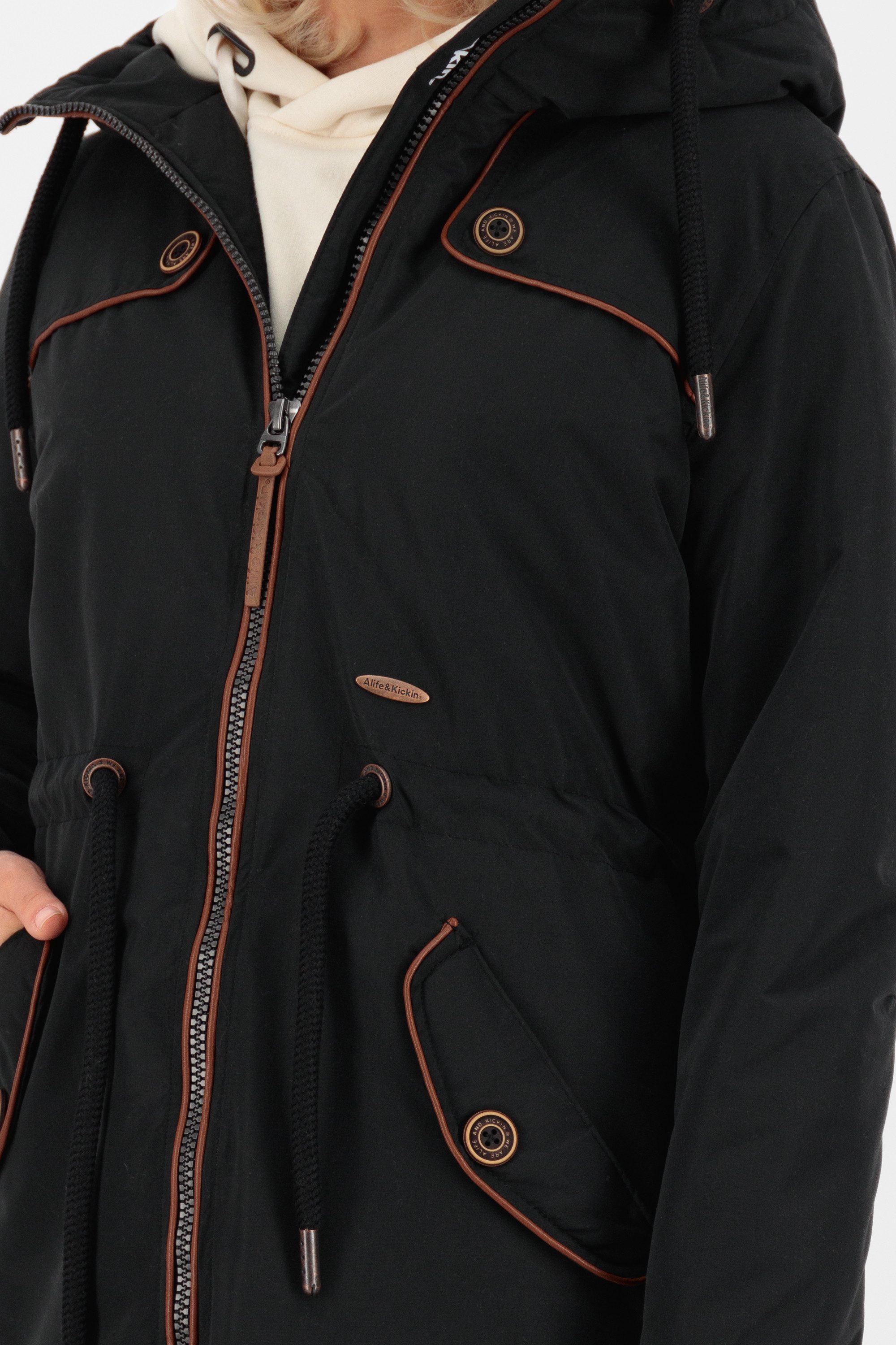 Alife & Kickin Winterjacke CHARLOTTE III COAT mit hochschließendem Kragen und Kapuze