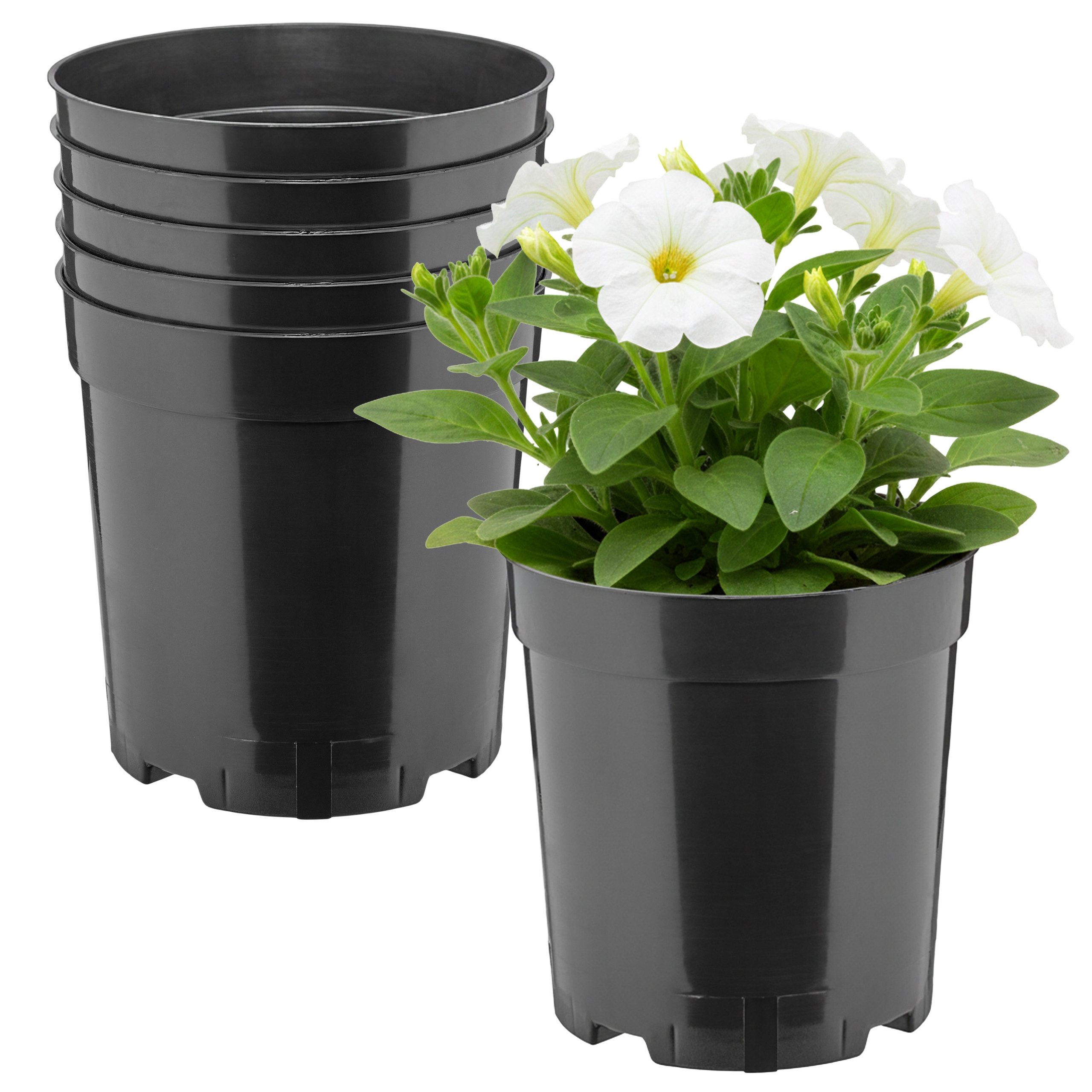 Garronda Blumentopf rund hoch Kunststoff mit Drainagelöchern Pflanztopf für GD-0203 (5 St., 5er Set)