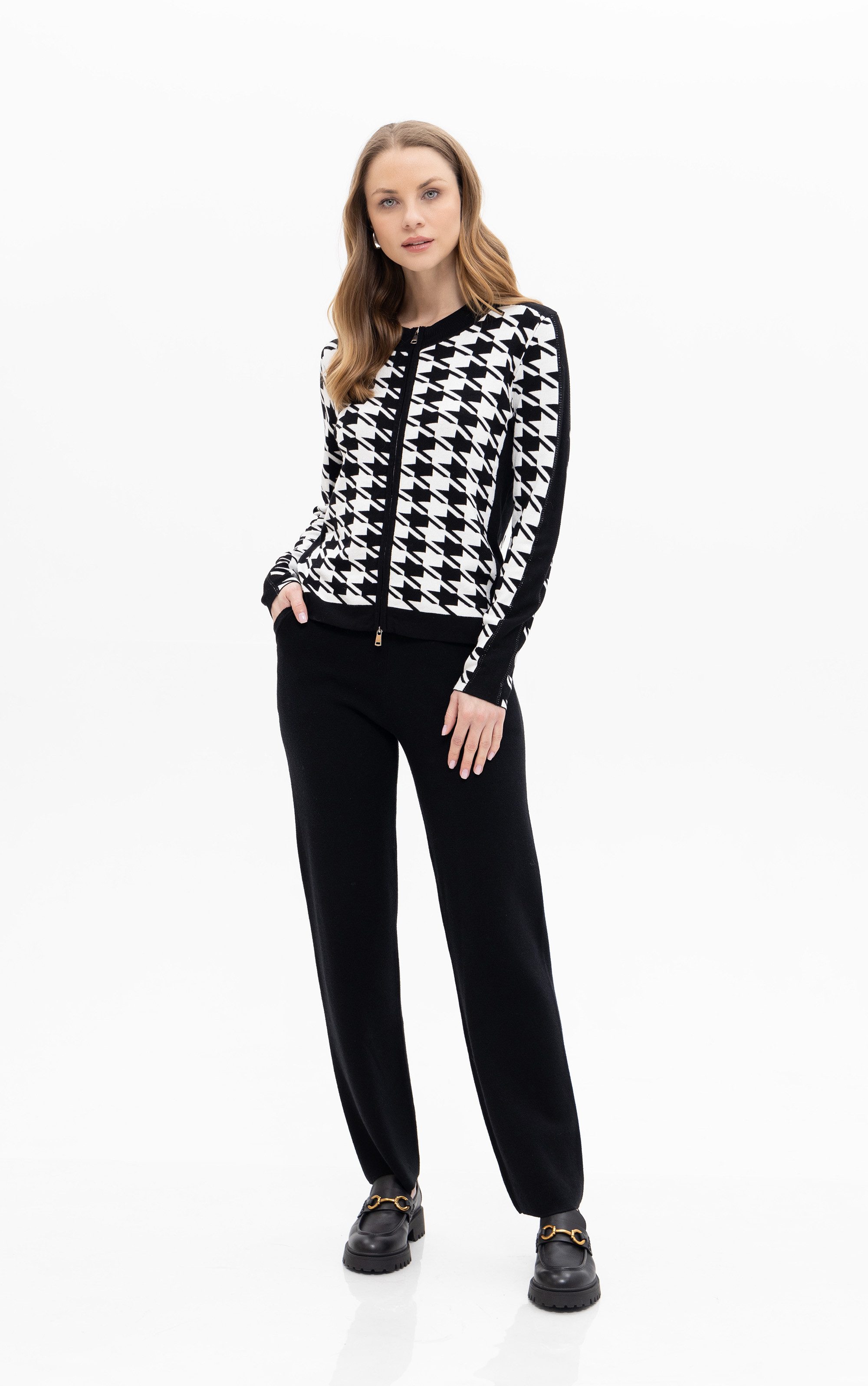 Passioni Cardigan mit Hahnentrittmuster