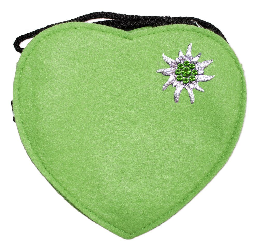 Trachtenland Trachtentasche Herz Trachtentasche mit Edelweiß, Hellgrün