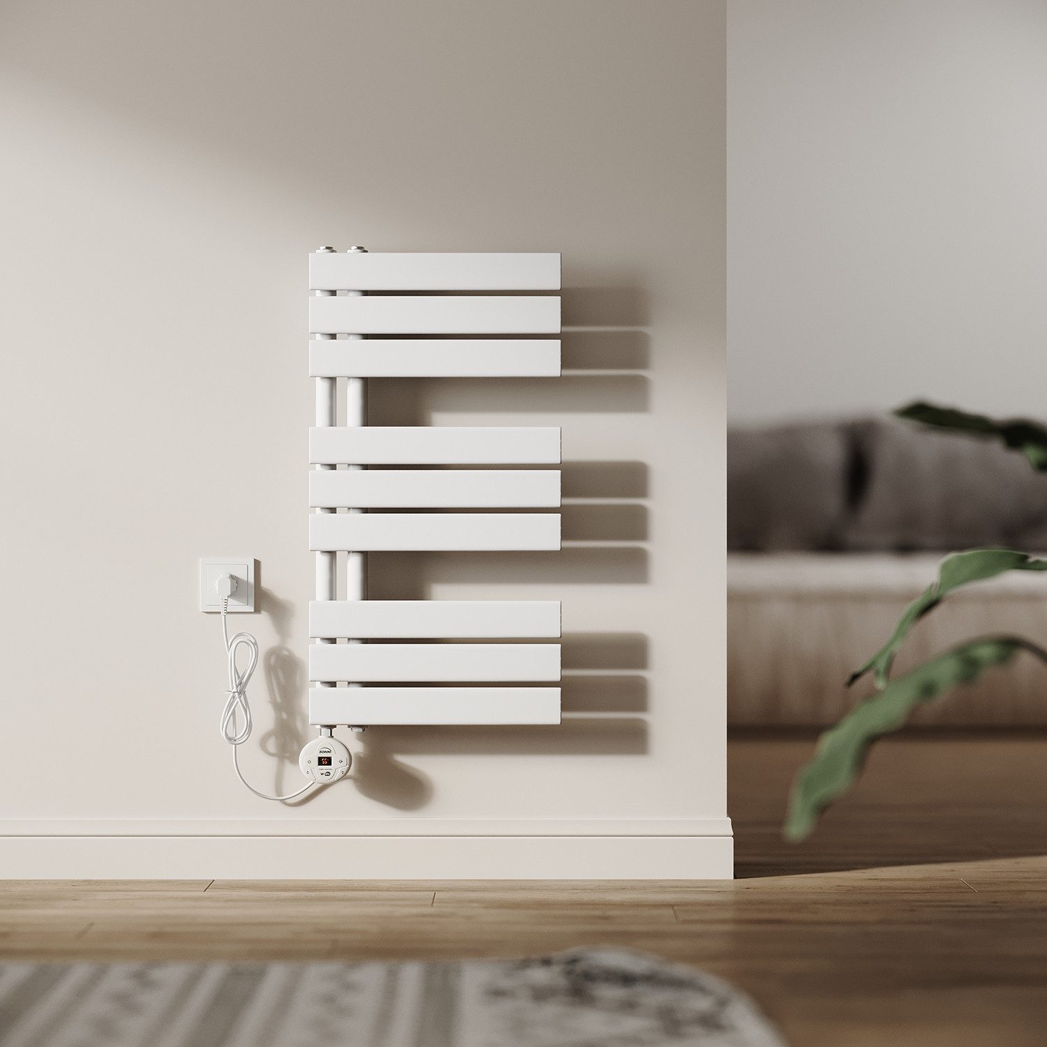 SONNI Elektro-Heizkörper Badheizkörper Handtuchtrockner Handtuchwärmer Weiß, Heizkörper badzimmer,SPCC,WiFi-Thermostat,Handtuchwärmer,Badheizkörper