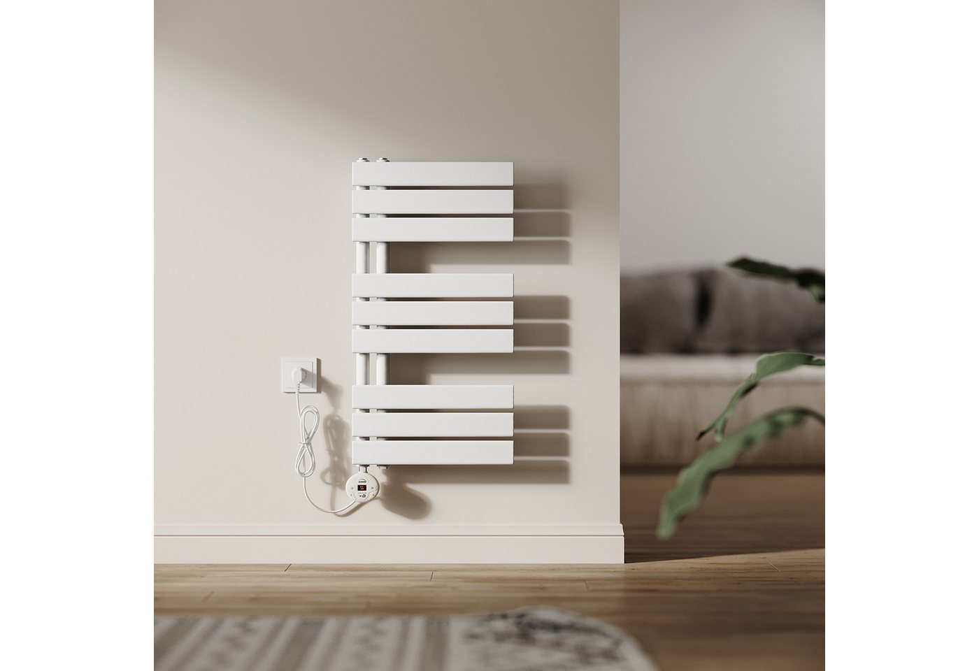 SONNI Elektro-Heizkörper Badheizkörper Handtuchtrockner Handtuchwärmer Weiß, Heizkörper badzimmer,SPCC,WiFi-Thermostat,Handtuchwärmer,Badheizkörper