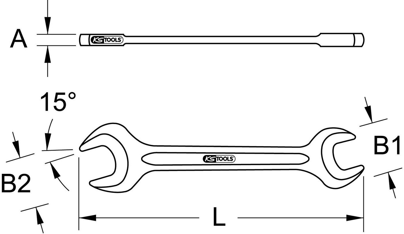 Thumbnail - KS Tools Maulschlüssel Doppelmaul-Kraftschlüssel, 8x10mm