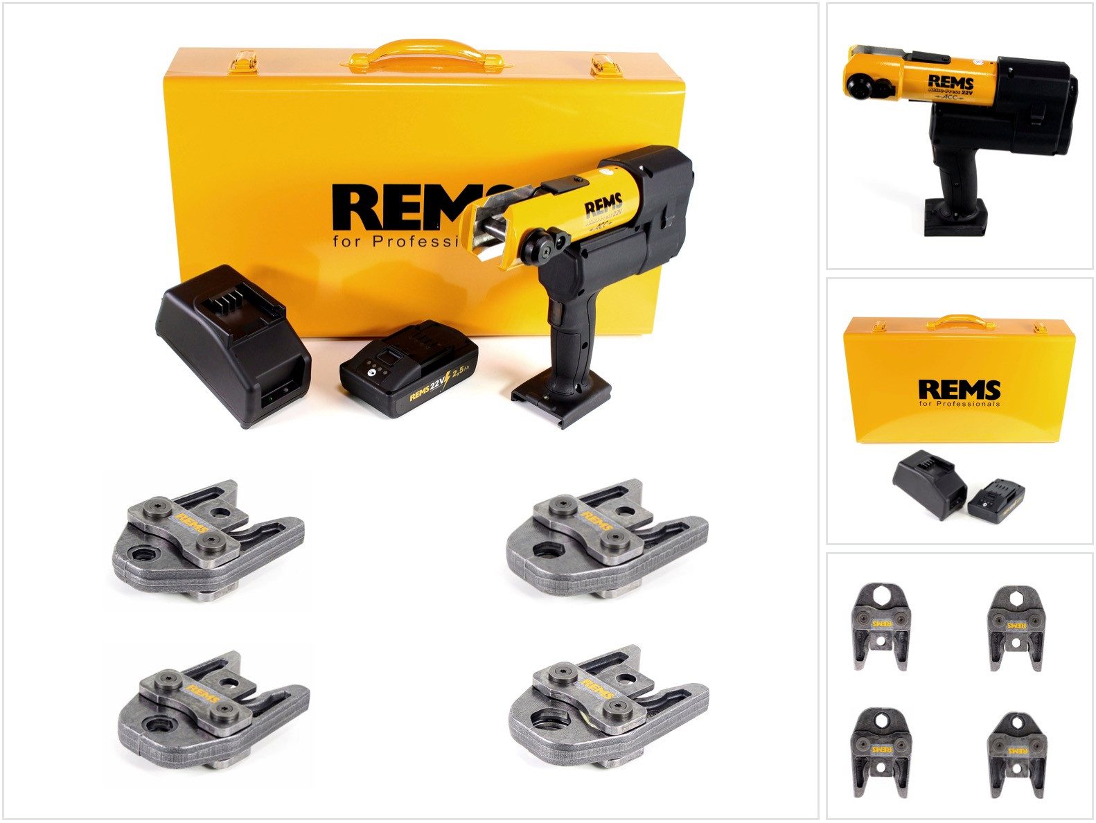 Rems Werkstattpresse Akku-Press 22V ACC + 1x Akku 2,5Ah + Schnellladegerät + Pressbacken P