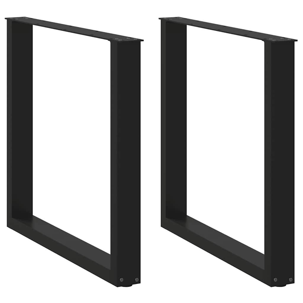 vidaXL Tischbein Esstischbeine U-Form 2 Stk. Schwarz 80x(72-73) cm Stahl