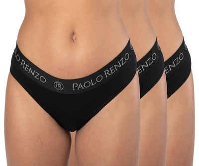 Paolo Renzo Slip Sports-Collection (3-St) Atmungsaktive & Hautsympatische Damen Slips / Hüftslips aus hochwertiger Baumwolle