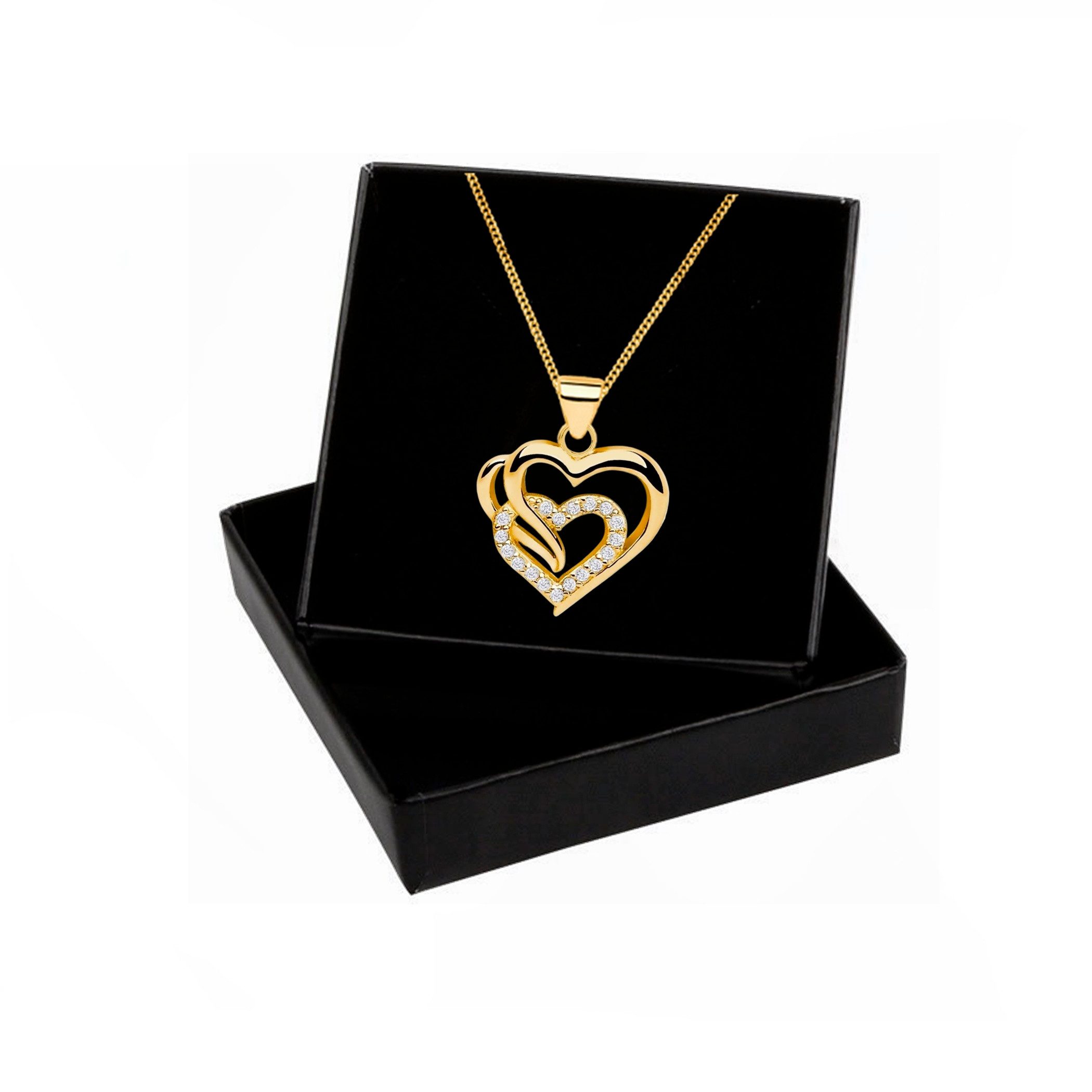 Goldene Hufeisen Herzkette Vergoldeter Herz-Anhänger mit Kette, 925 Echtsilber - zeitlos & edel, Hypoallergen und hautfreundlich