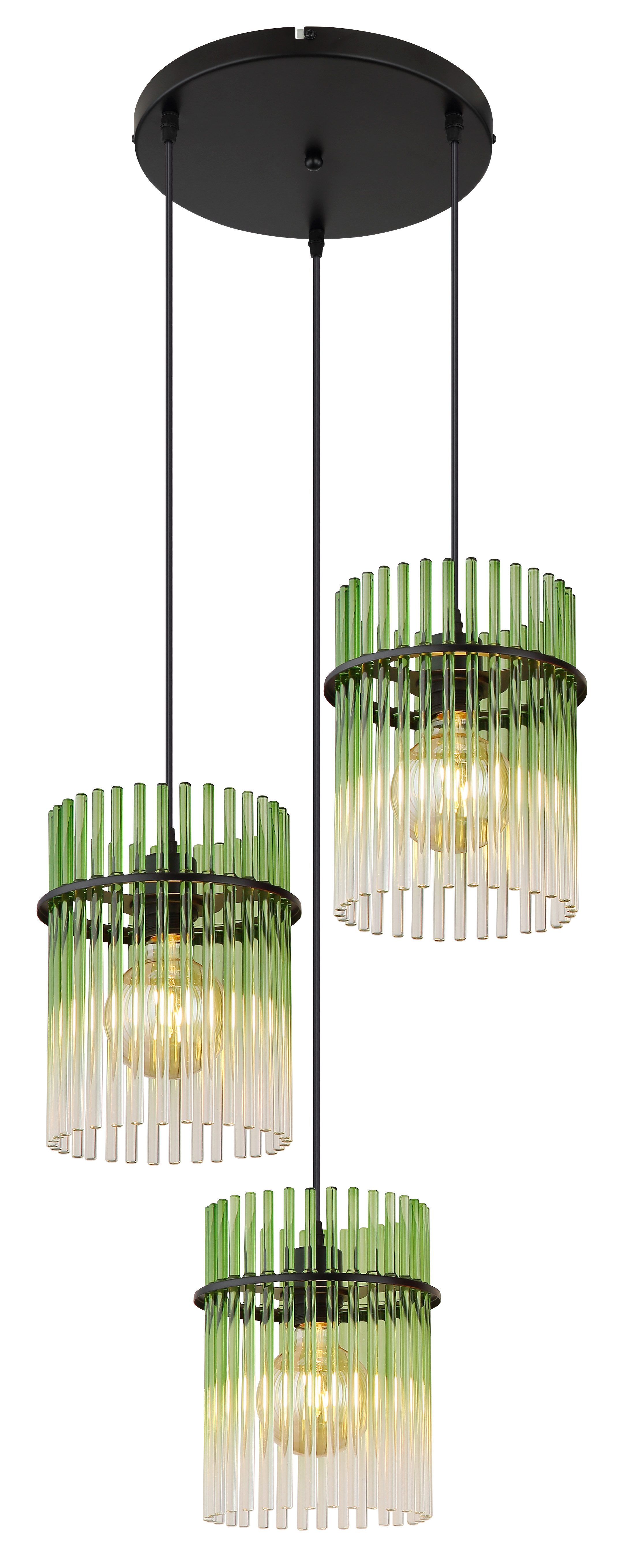GLOBO LIGHTING Hängeleuchte GORLEY, ohne Leuchtmittel, Hängelampe Glasstäbe amber klar verlaufend elegant Wohnzimmer