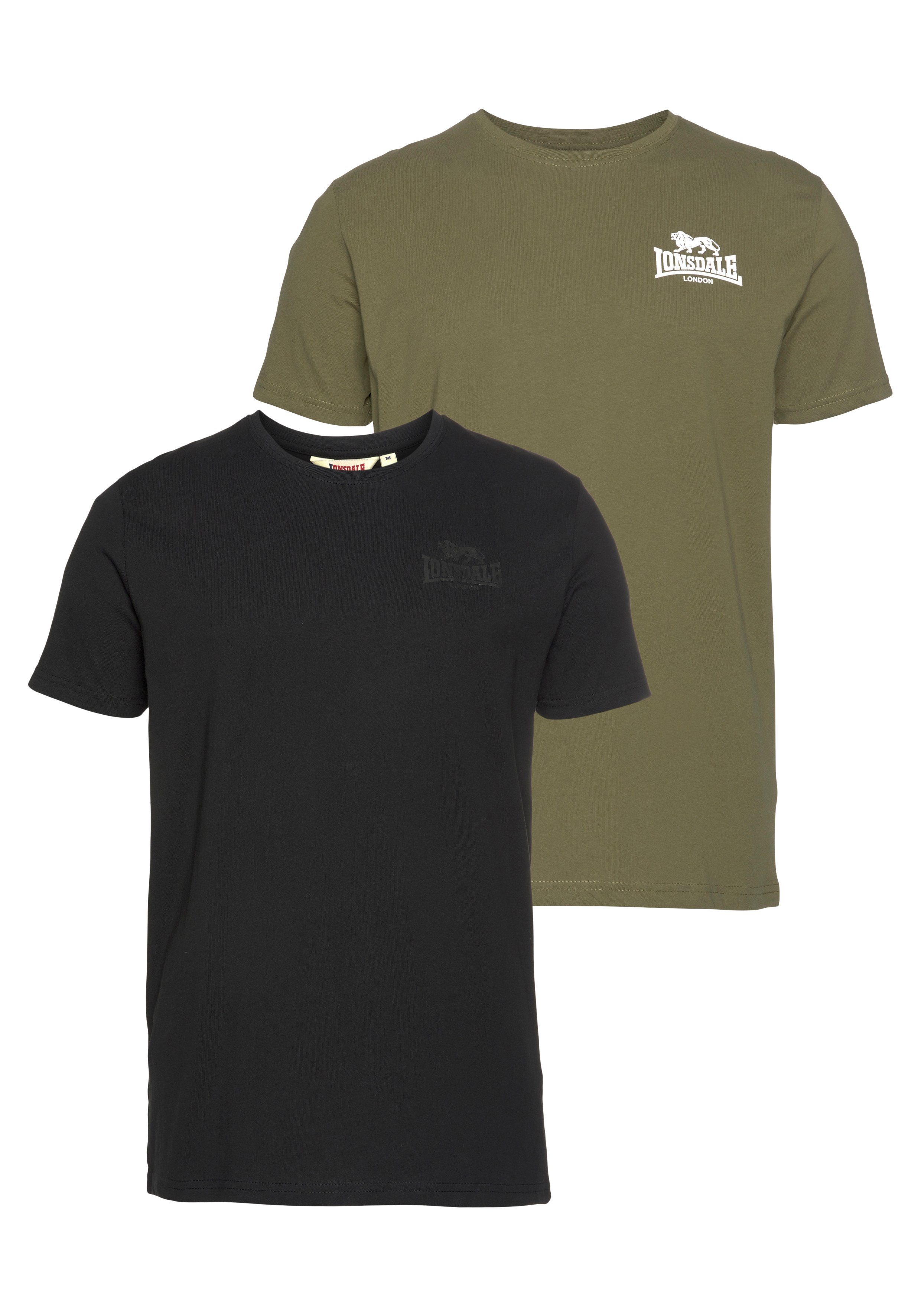 Lonsdale T-Shirt BLAIRMORE (Packung, 2-tlg., 2er-Pack) Black/Olive