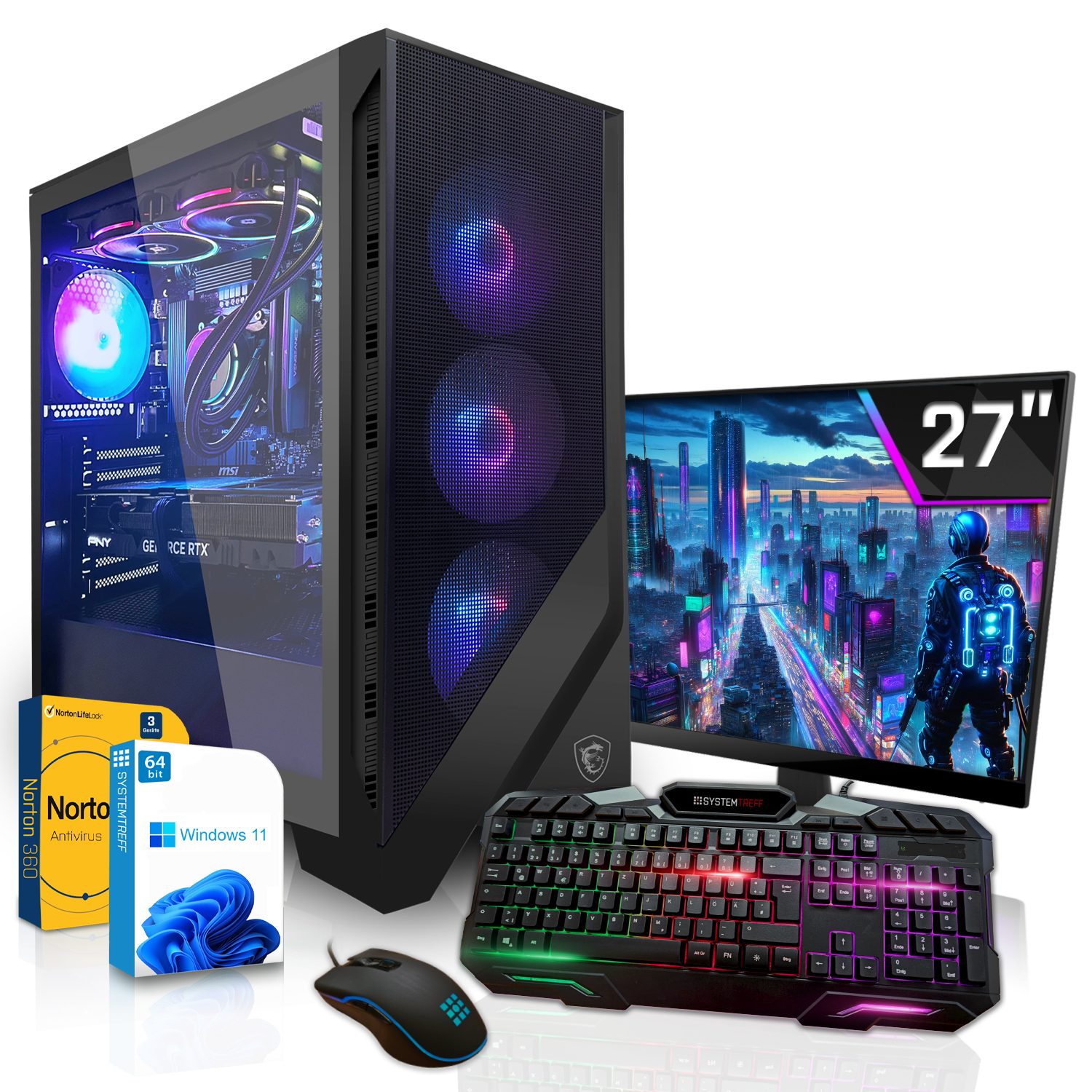 SYSTEMTREFF Gaming-PC-Komplettsystem (27", Intel Core i9 13900K, GeForce RTX 4080 Super, 32 GB RAM, 2000 GB SSD, Windows 11, WLAN)