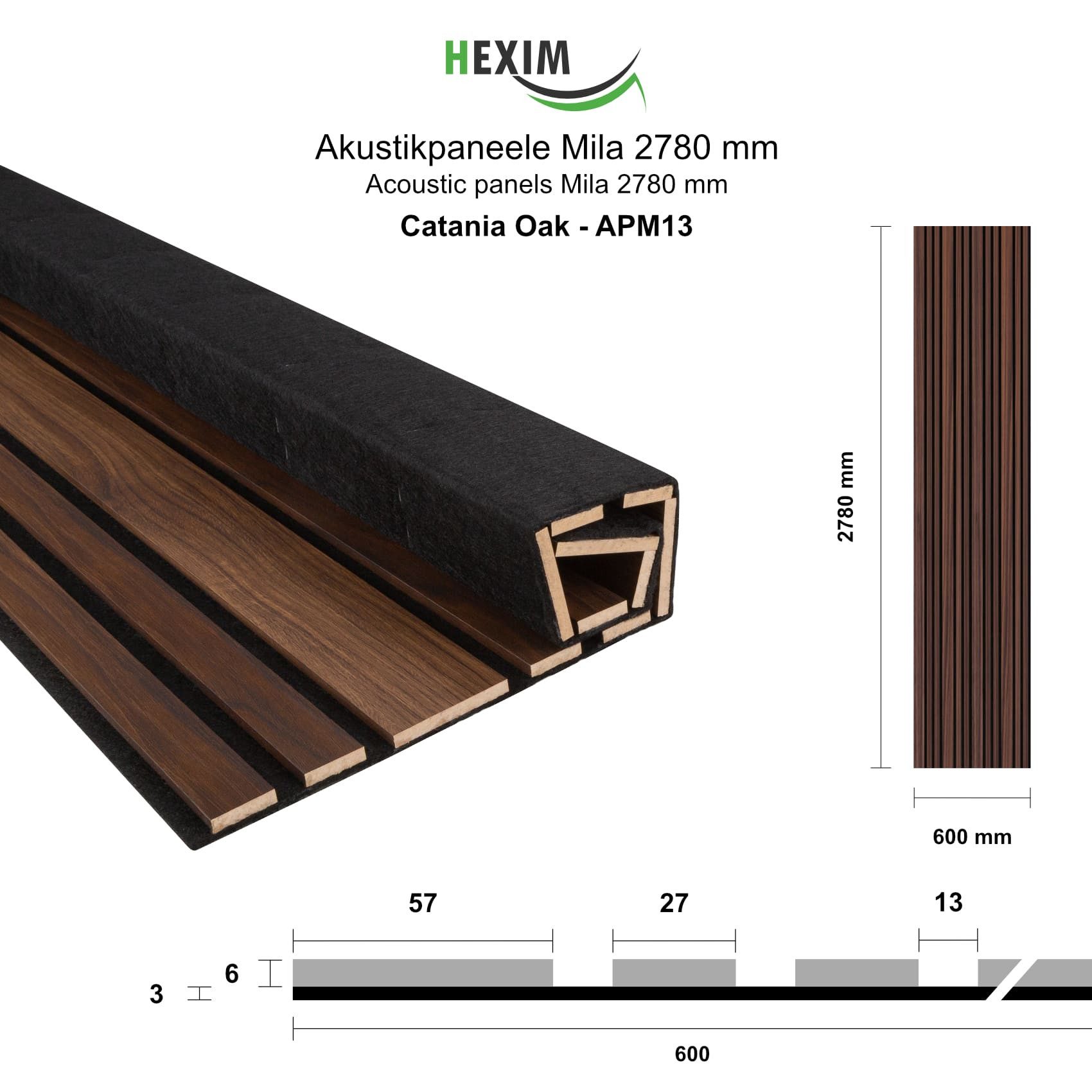 Hexim Wandpaneel, (Akustikpaneele Holz 278x60cm Mila günstig online kaufen