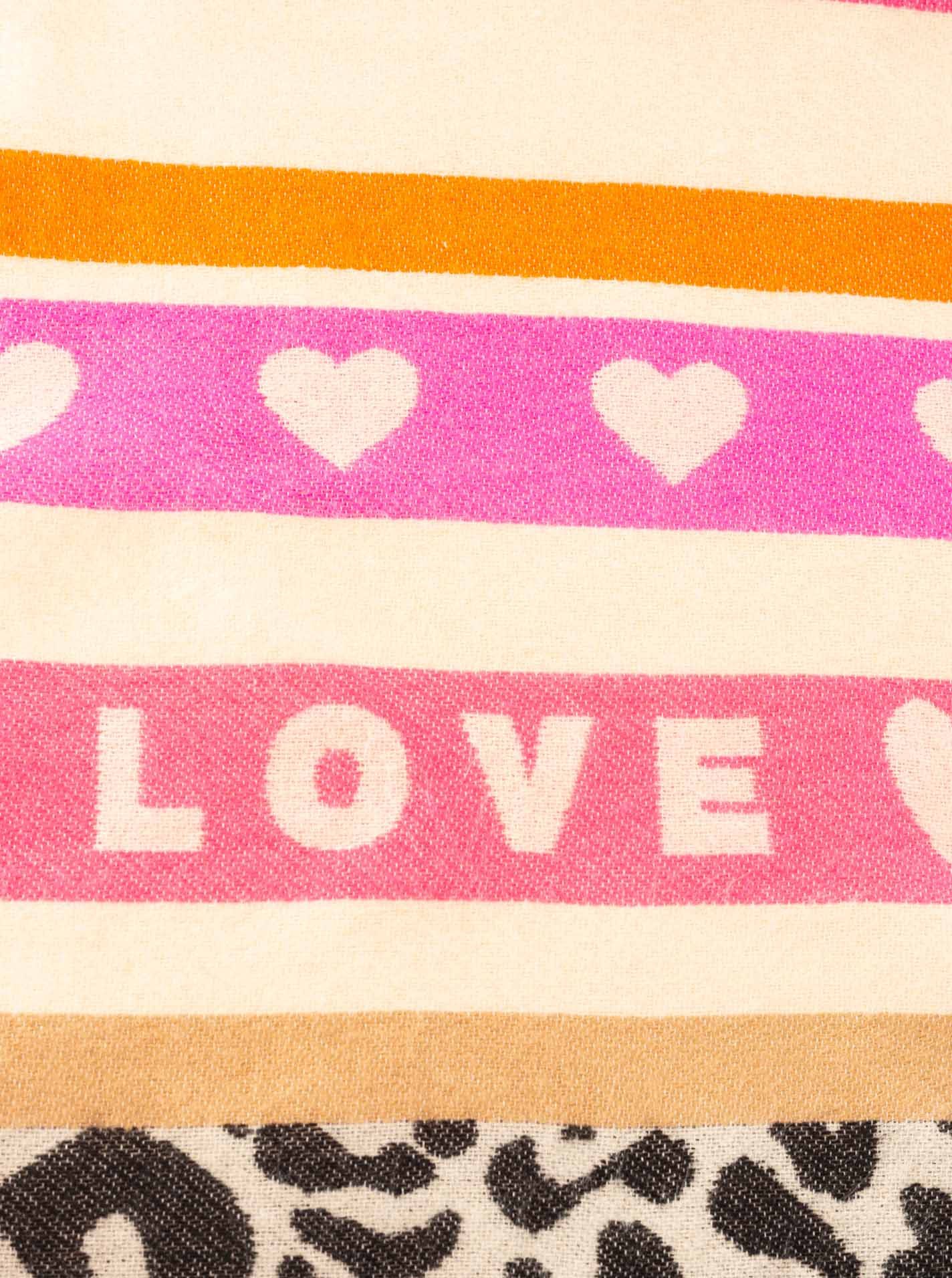 Zwillingsherz Dreieckstuch "Love Leo", kombiniert Leopardenmuster mit LOVE-Schriftzug, farbenfroh