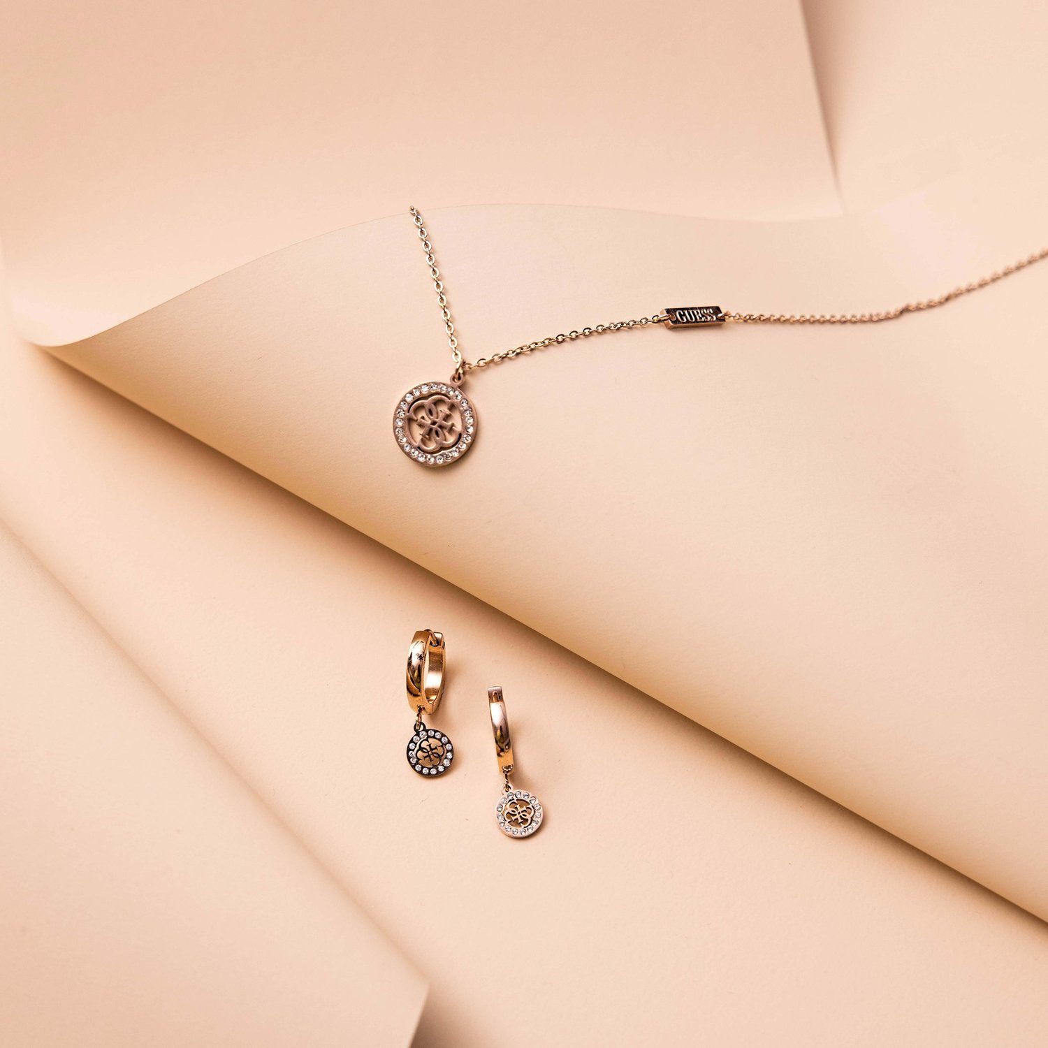 Guess Kette mit Anhänger Halskette - Stahl - Rose - Kristall - Damen – Bild 5 von 5