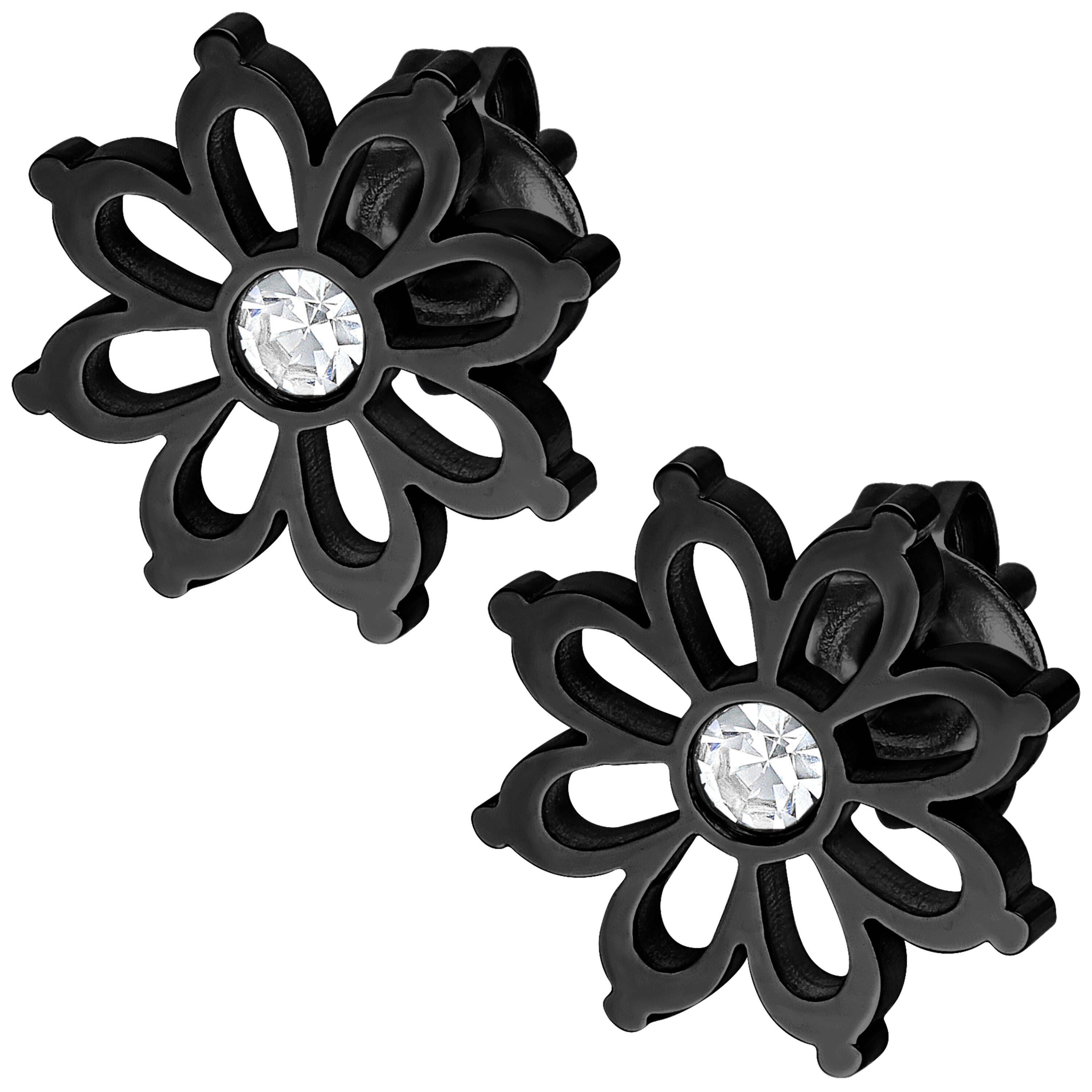Paar Ohrstecker Flower Earstuds Pair - Schwarz