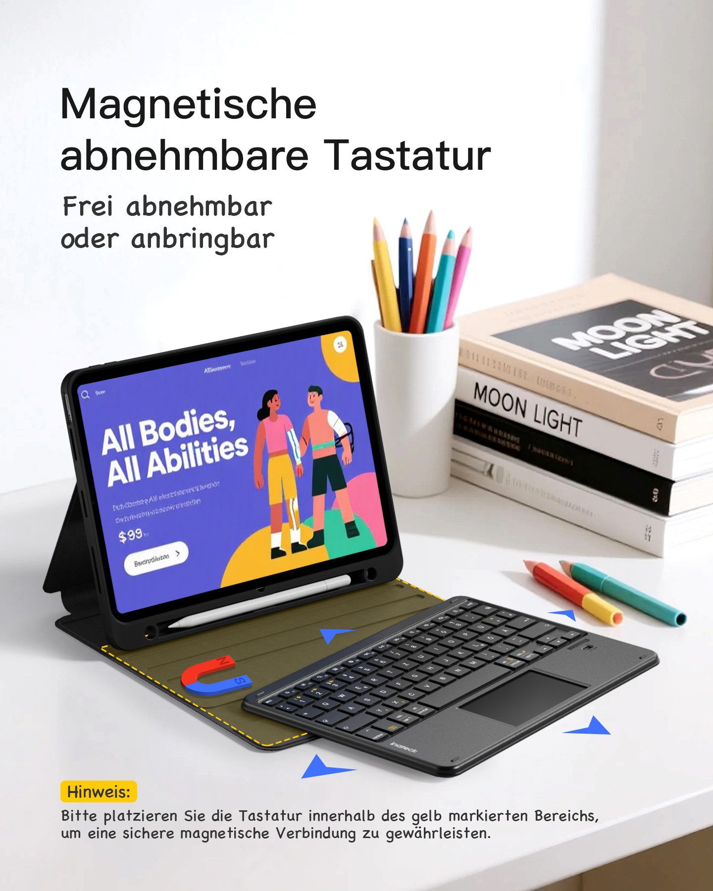 Inateck 10.9-11 Zoll iPad A16 11/10 Gen, Air M4/M3/M2, iPad Pro 4/3/2 iPad-Tastatur