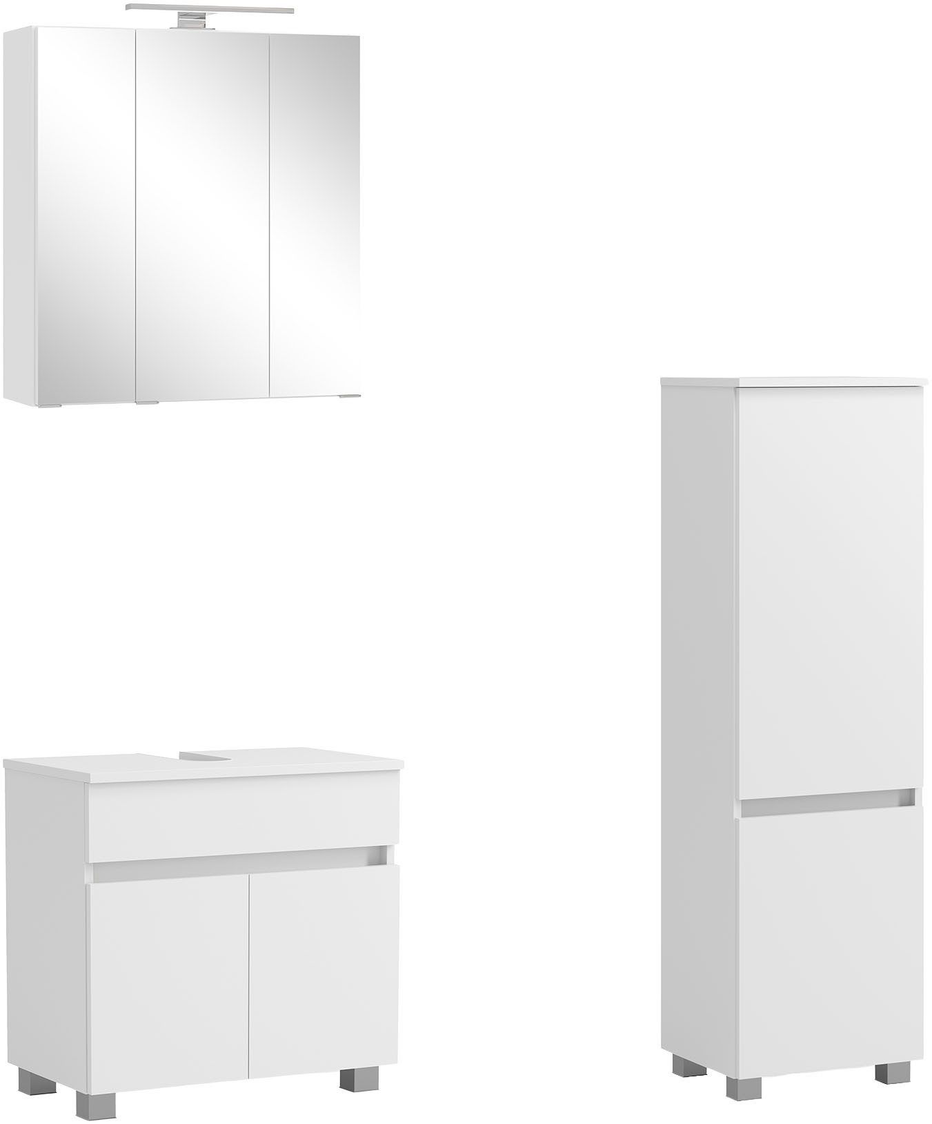 OTTO home Badmöbel-Set BOZEN, 3-tlg. Unterbecken-Set - Midischrank, (Badezimmerschrank, Badschrank, Stauraum, Badmöbel, Schrank), Umfangreicher Typenplan für viele Badlösungen, flexibel kombinierbar