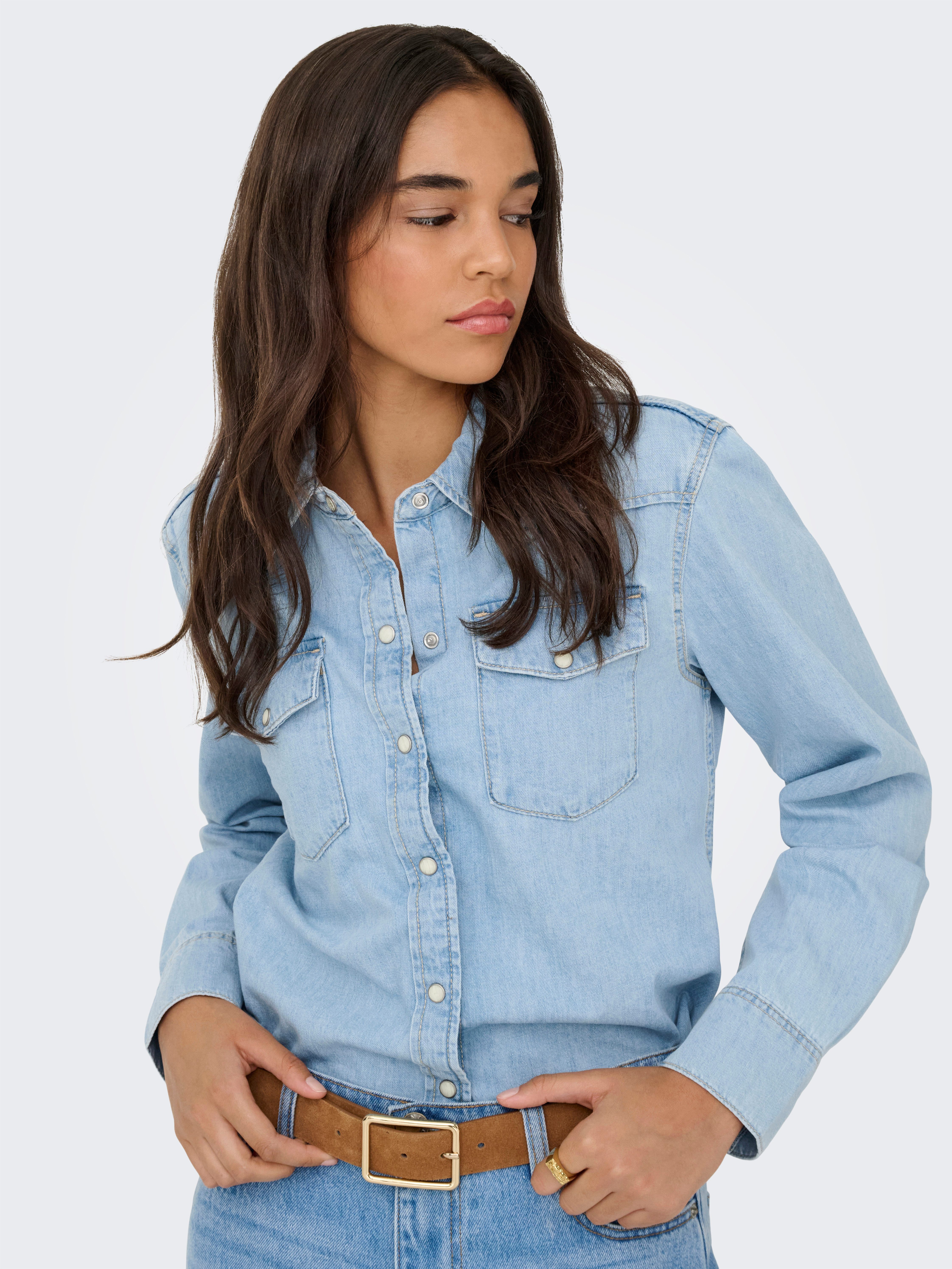 ONLY Jeansbluse ONLCHARLIZE LS DNM SHIRT AKM NOOS mit Brusttaschen günstig online kaufen