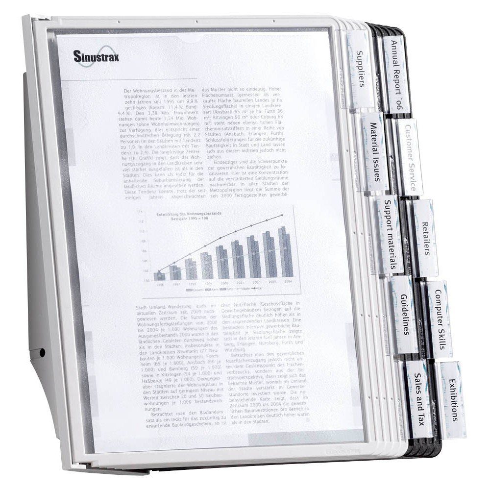 DURABLE Anzeigetafel 1 Sichttafelsystem SHERPA® WALL 10 grau/schwarz, Für 10 Sichttafeln, Scannertauglich, Reflexionsarm